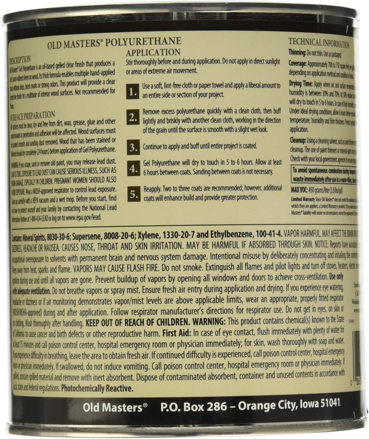 OLD MASTERS CLEAR SATIN Finish 1 Quart