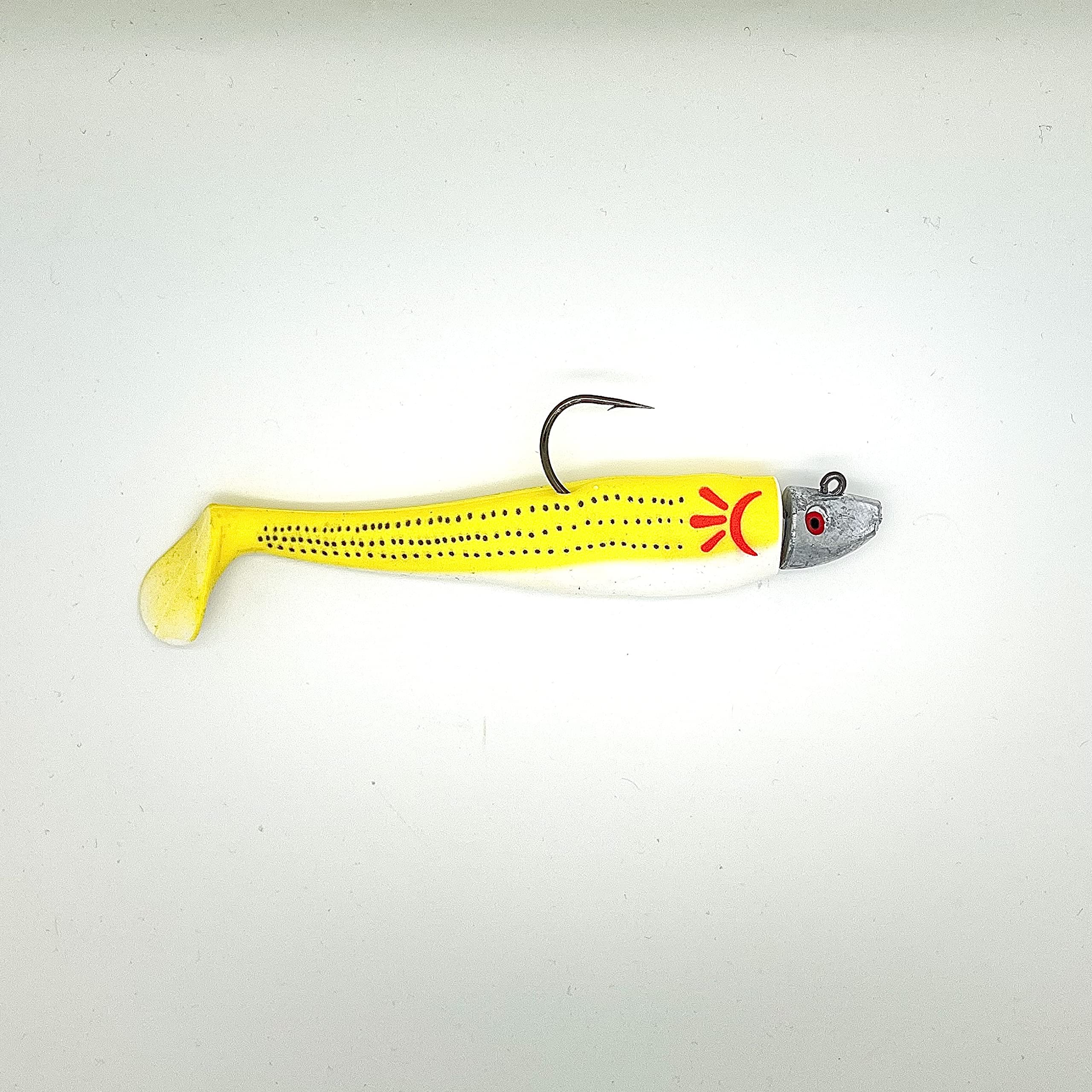 Whip-It Fish Rigged, 5", 1.5oz, (1 Head/2 Tails), Chicken Scratch