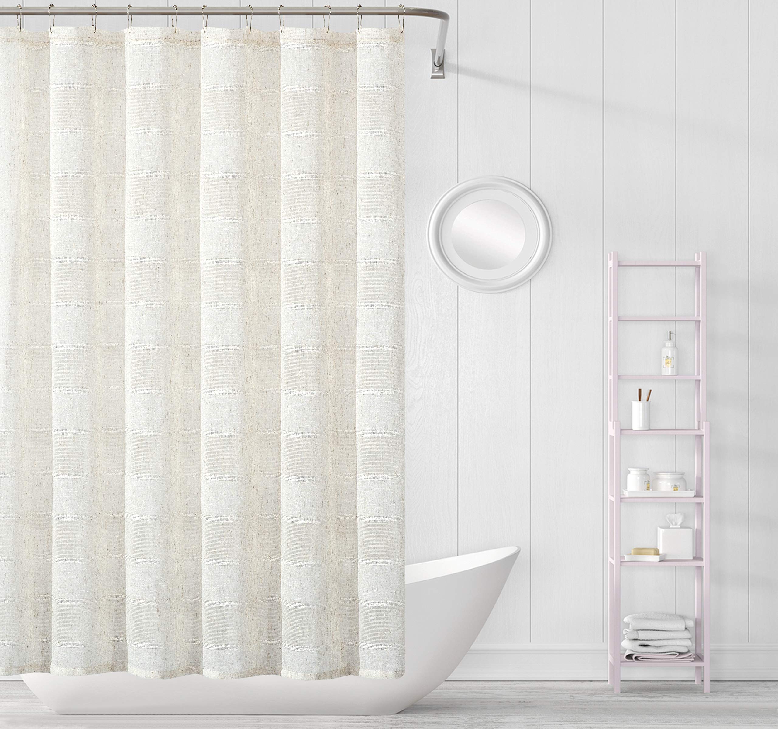 Rideau de douche en tissu anti-adhérence effet lin pour stopper les fuites d'eau