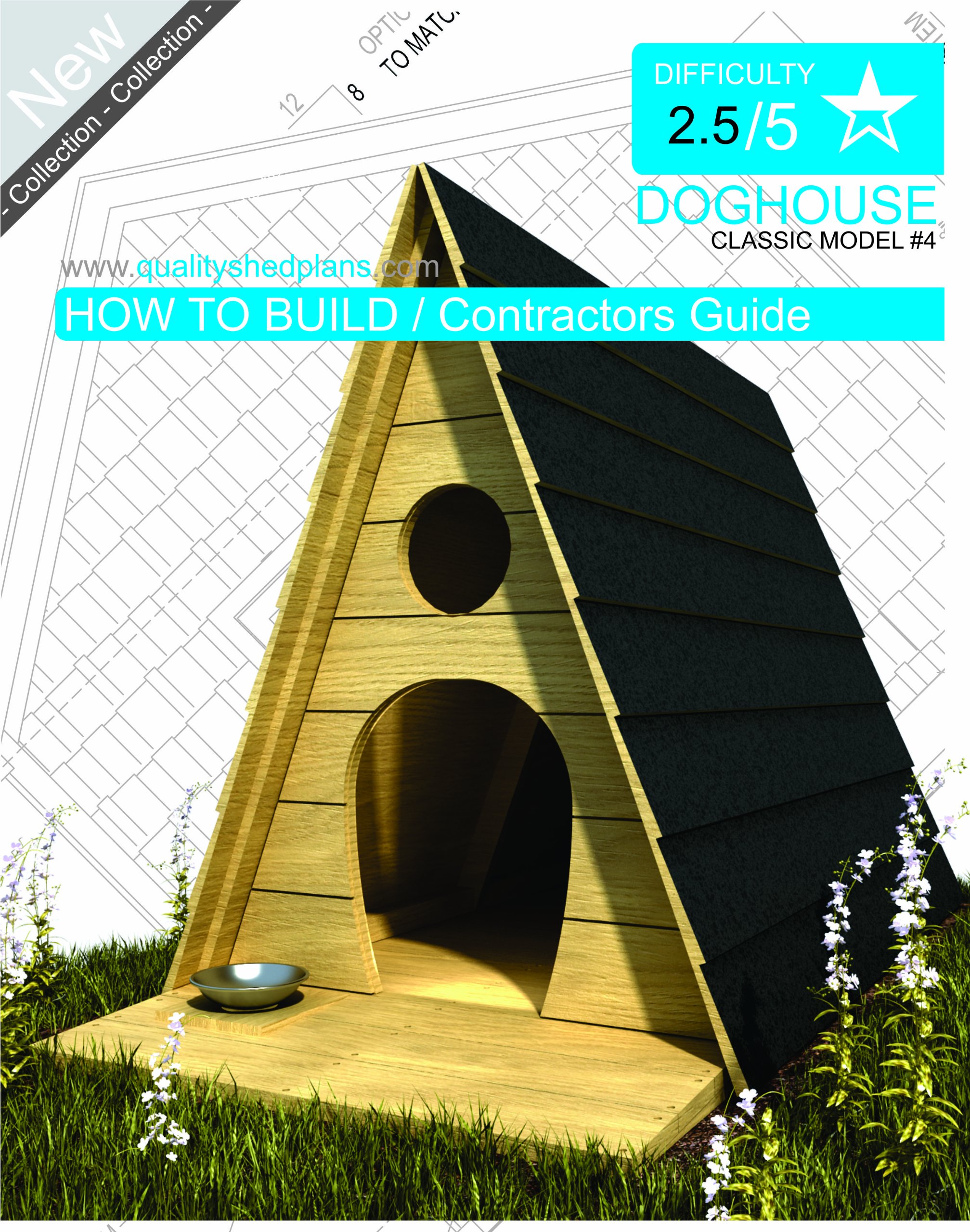DOG HOUSE PLANS - Step By Step CAD Drawings - How To Build a Doghouse Guide - 04