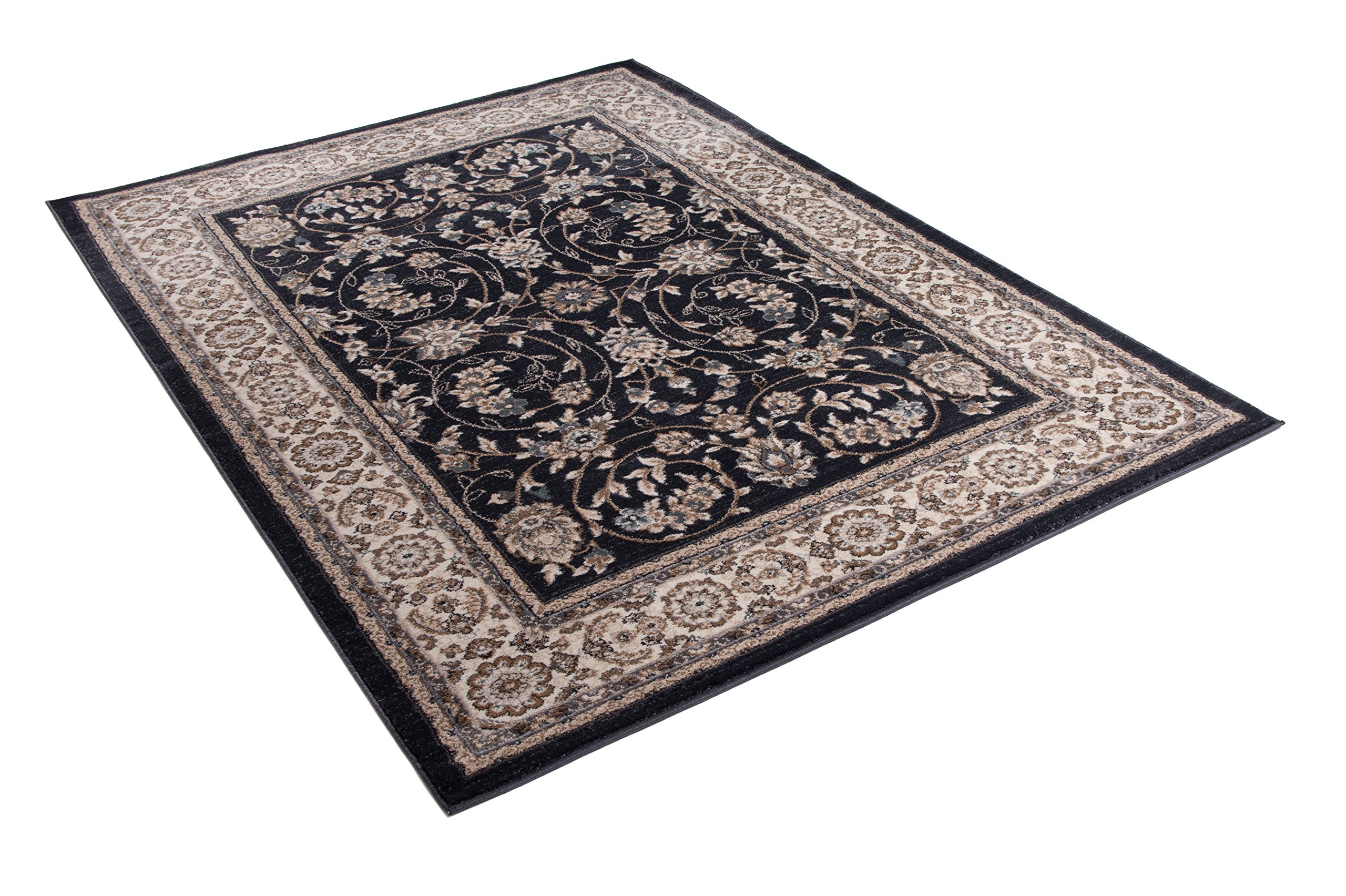 Carpeto Tapis Couloir 120x170cm Noir Classique Traditionnel Doux Esthétique