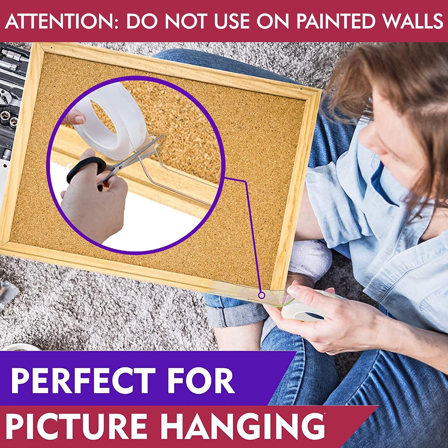 Double Sided Tape Heavy Duty - 17Ft, 1 Inch - Removable Mounting Nano Tape - Strong Adhesive, Washable and Reusable - Wall Tape for Picture Photo Carpet Decoration - Poster Tape Roll