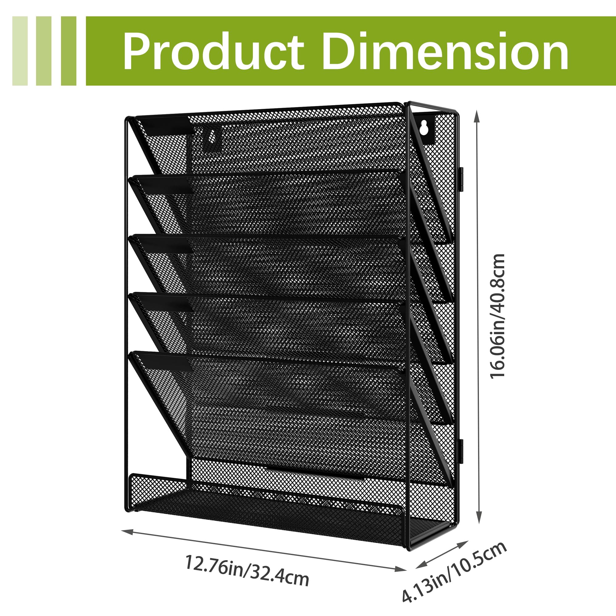 EasyPAG 5-Tier Mesh Wall Hanging File Organizer - Letter-Size Desk/Wall Mount For Office & Home - View #11