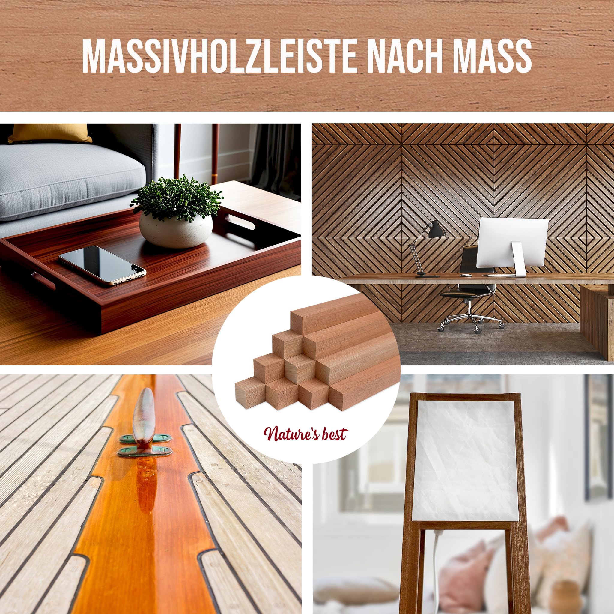 Juego de 10 listones de madera de caoba cepillada, 30 × 30 × 500 mm, listones de madera maciza natural y listos para pegar, para muebles, ventanas y construcción de interiores