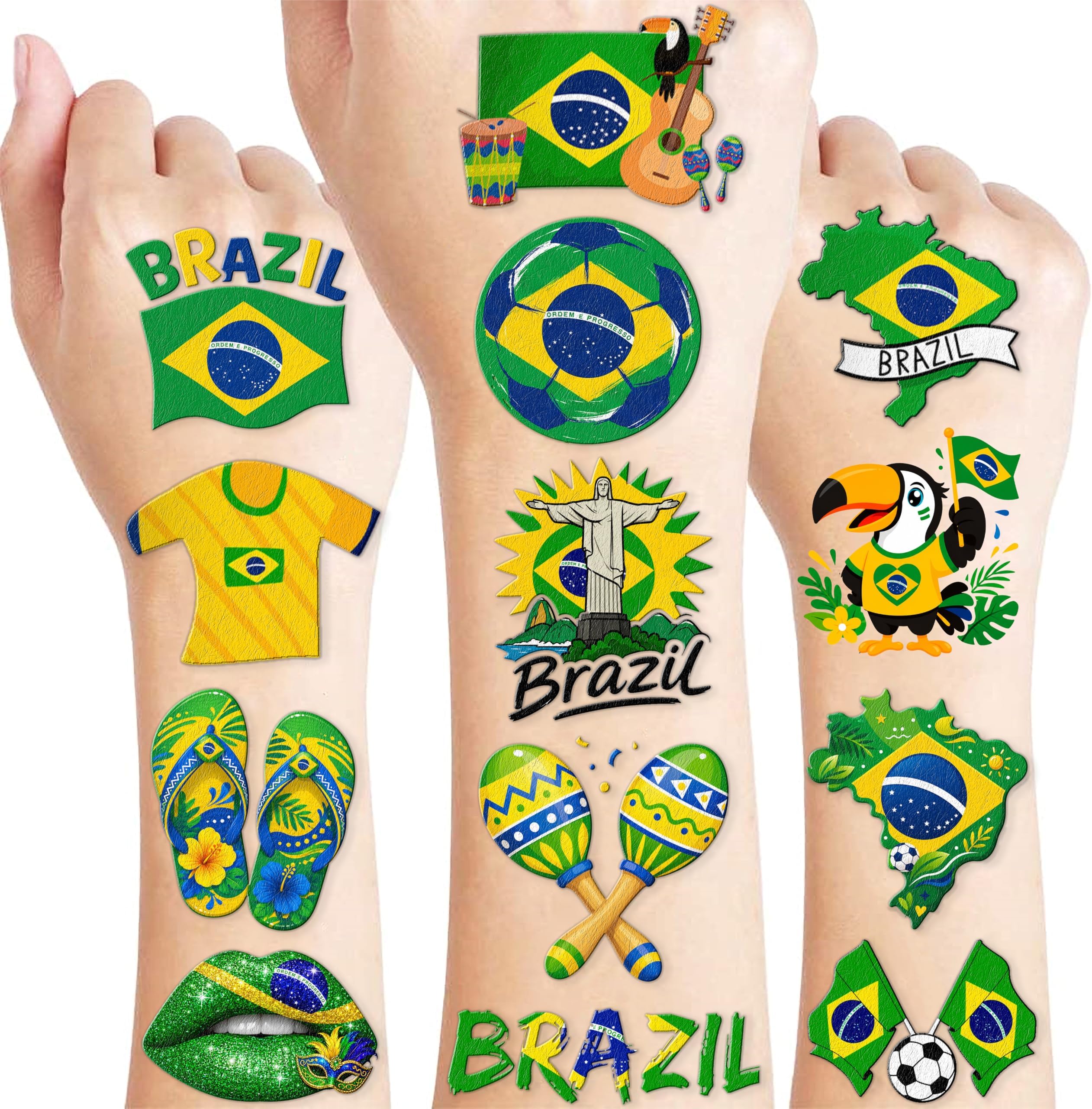 120 PCS Brazil Pre-Cut Temporary Tattoos for Kids