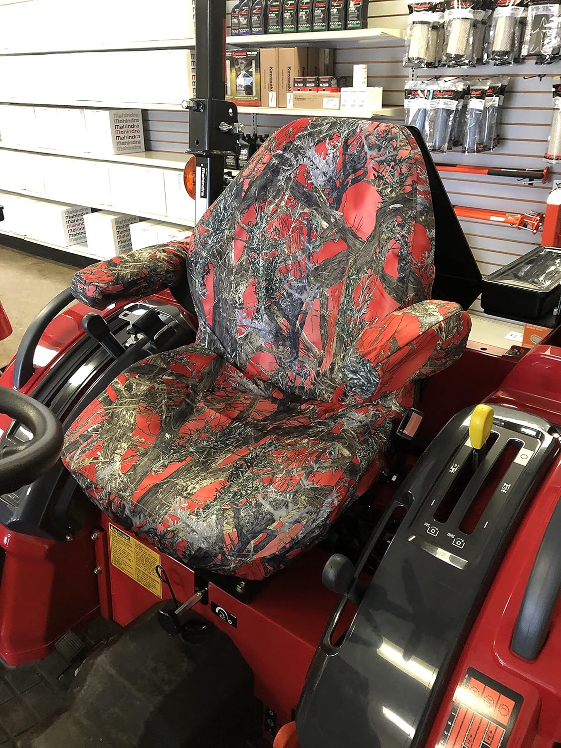 Durafit Seat Covers, Compatible with Mahindra Seat Covers for All Current Tractor Models with one Piece seat with armrests. Not for Suspension Seats. (MC2 RED) 1