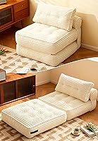 Vista 13 de KINGYES Silla de Cama Plegable, Silla Convertible 3 en 1 con Almohada, Silla Futón Plegable para Sala de Estar, Gris Gris moderno