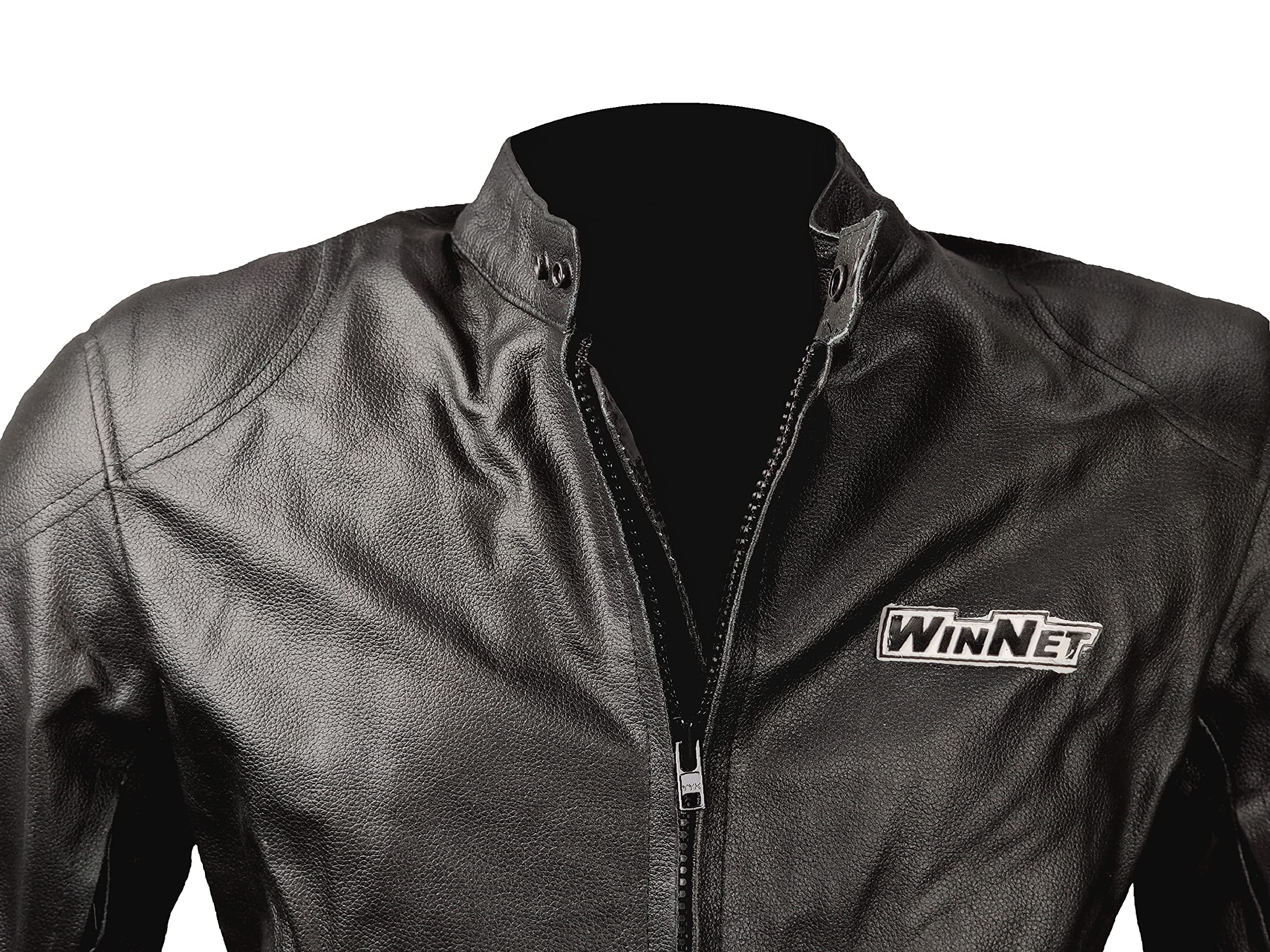 WinNet Giacca da per moto pelle con protezioni