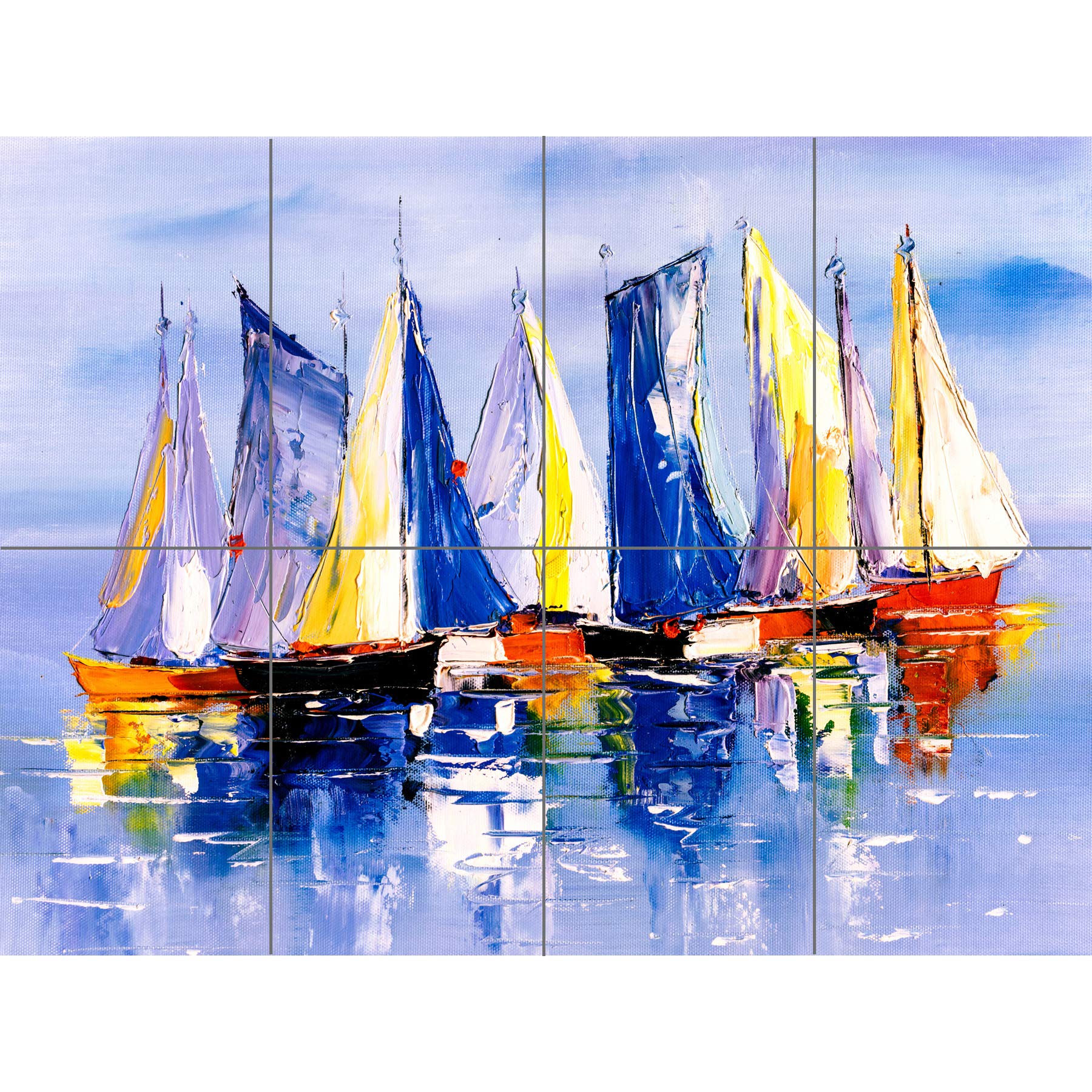 Artery8 Boats Sailing At Sea XL Giant Panel Poster (8 Sections)