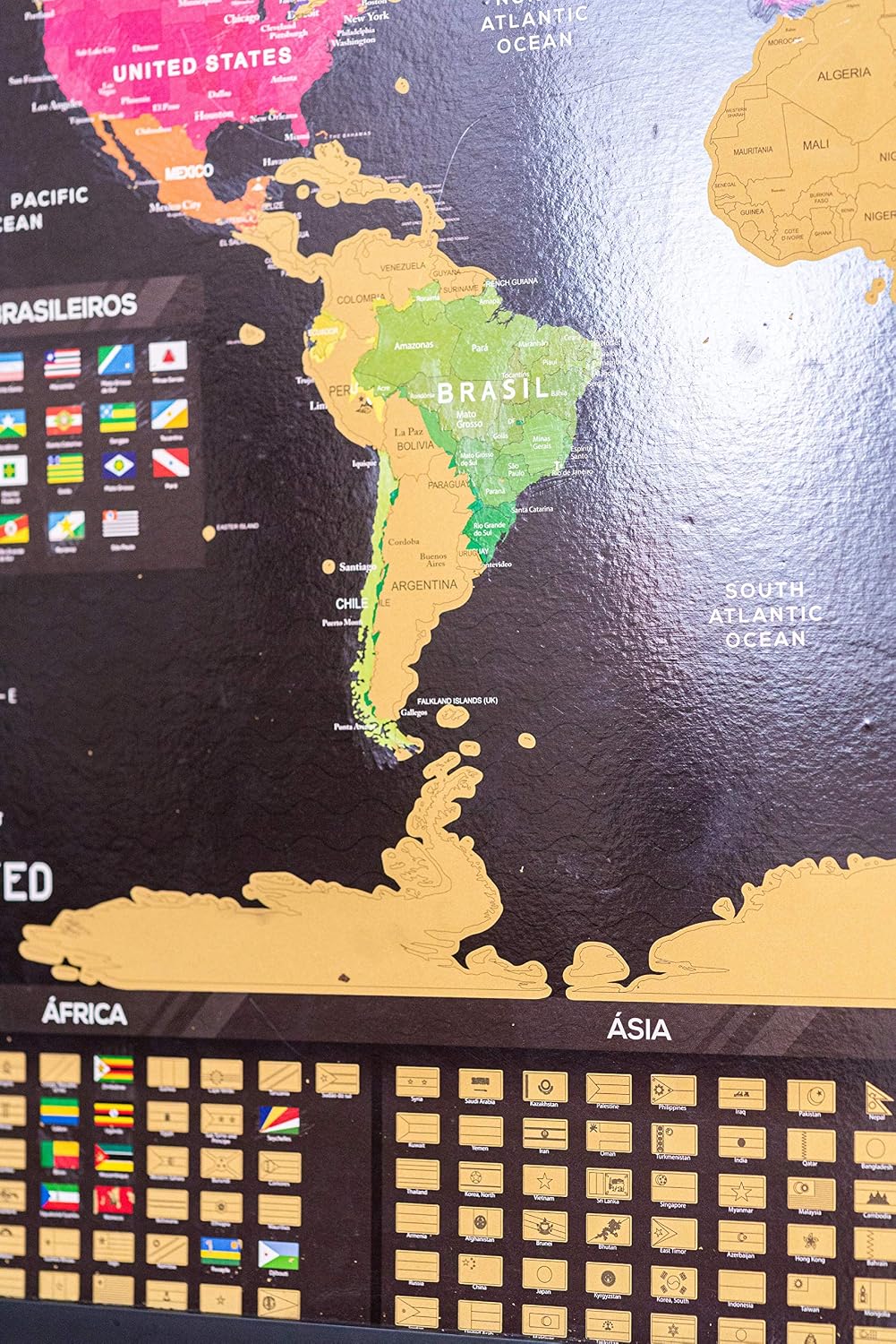Mapa Mundi de Raspar 94X60 cm | Unlocked | Sem moldura | Scratch off Mundi Map | Mapa Raspadinha