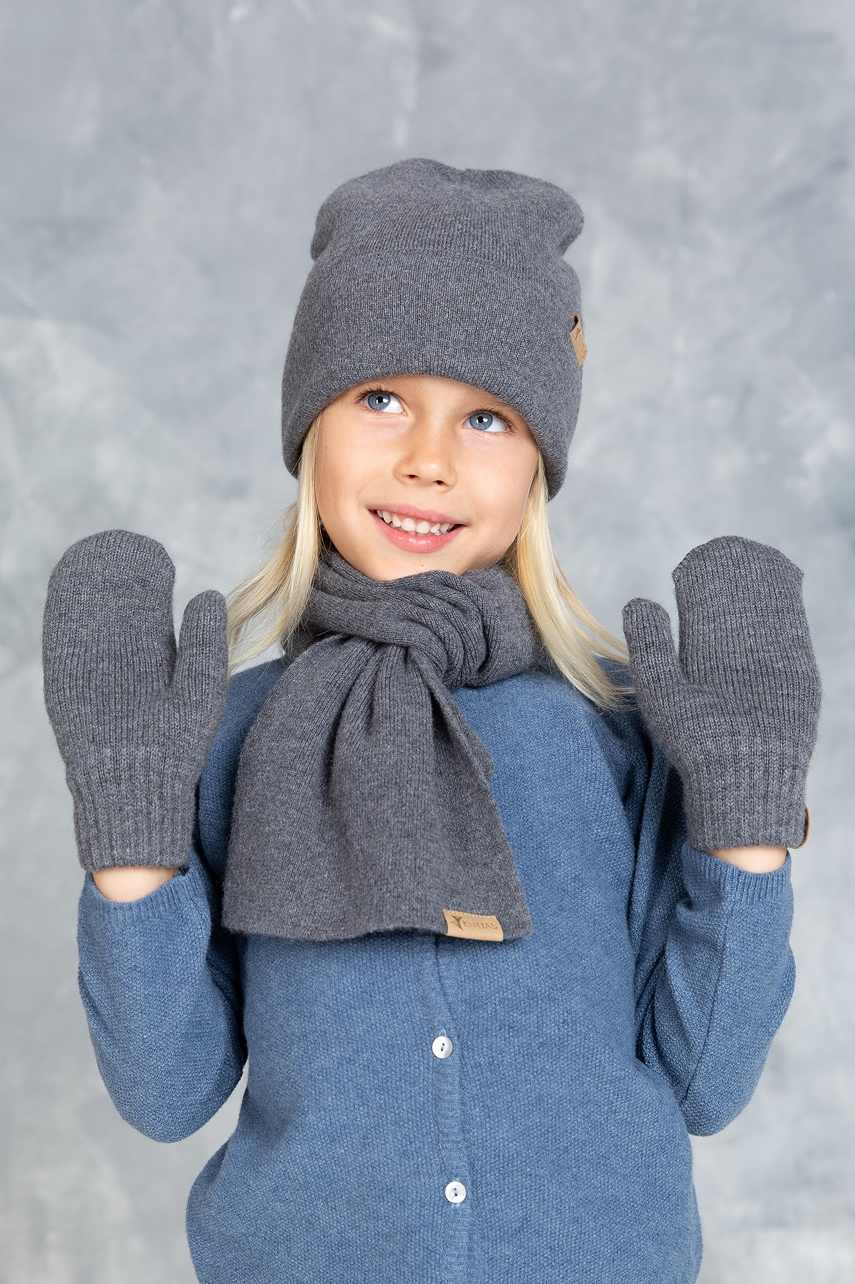 Gants en laine tricotée double couche pour bébés Les gants d’hiver tricotés chauds pour garçons et filles Les gants souples et confortables