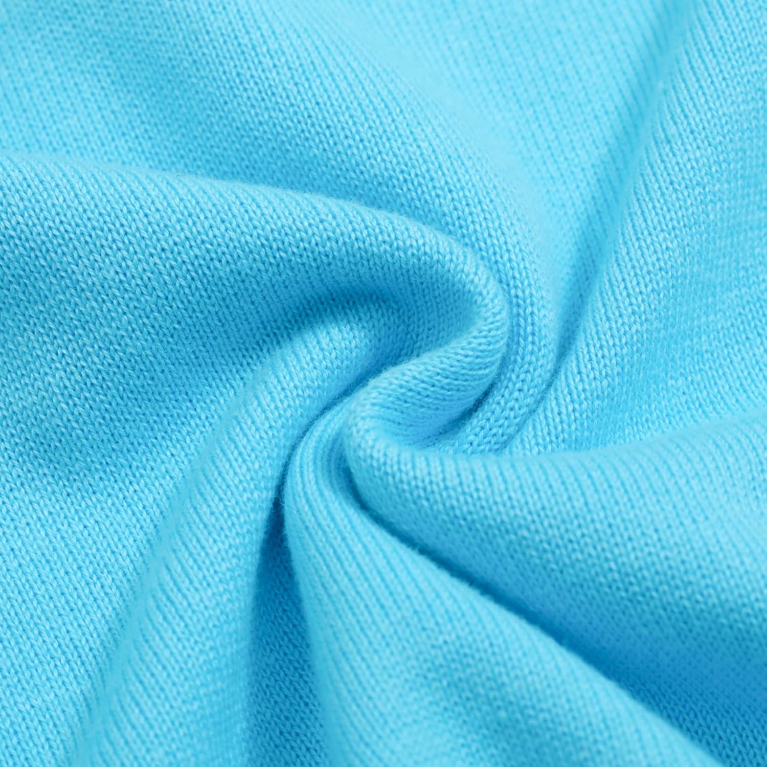 OXKNIT Women's Light Blue Knitted T-Shirt Short Sleeve, 1960s Mod Style Birds Pattern Crewneck Tops - Image 2