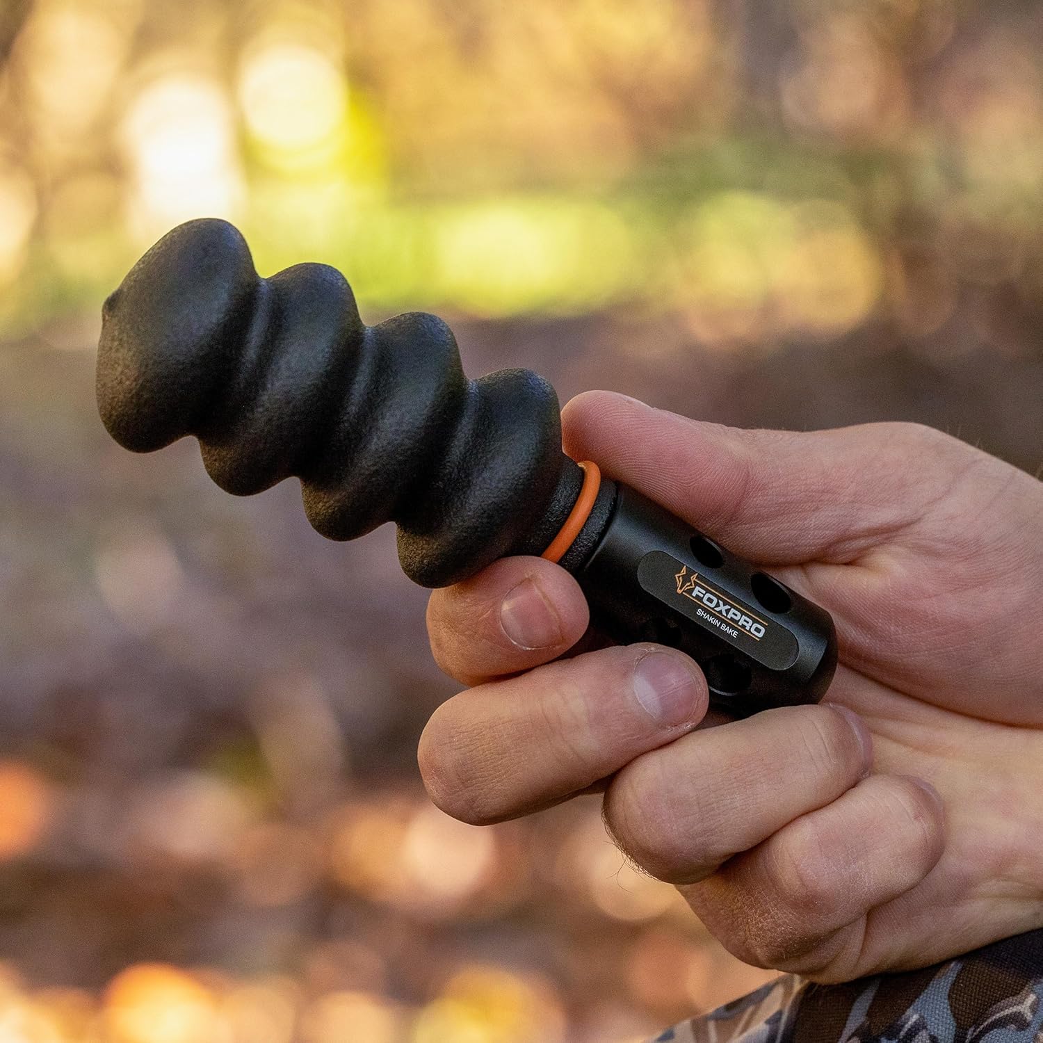FOXPRO Shakin Bake Predator Hand Call - Dual Reed and Bellow Design - Realistic Bird Distress - Woodpecker Sounds