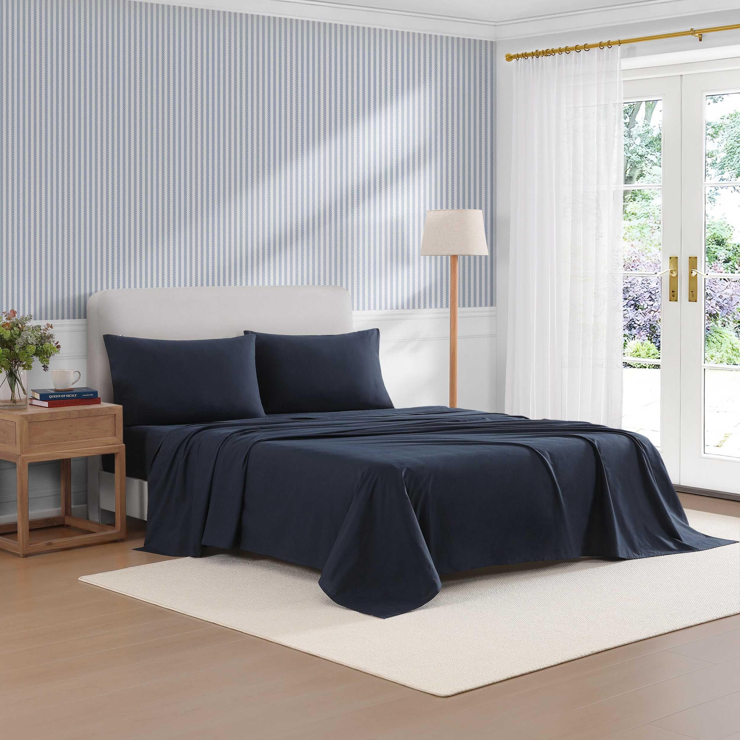 Tommy Hilfiger - Lenzuola per letto singolo, biancheria da letto in cotone traspirante con federa abbinata, set di biancheria da letto leggero, tasche profonde, elementi essenziali per dormitorio