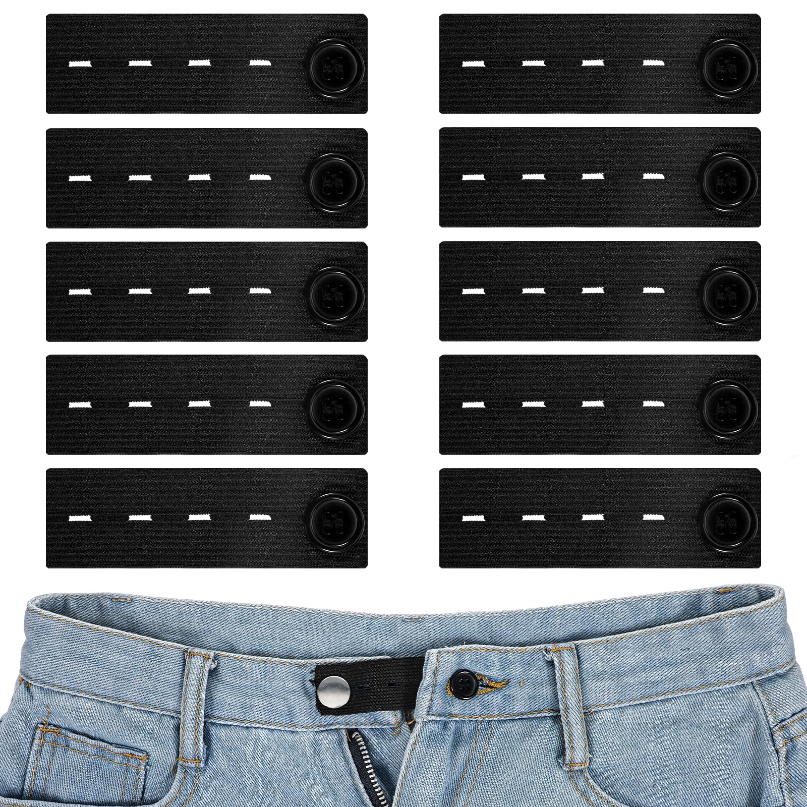 Jeffdad 8 stuks elastische tailleverlengingen, 25 x 95 mm