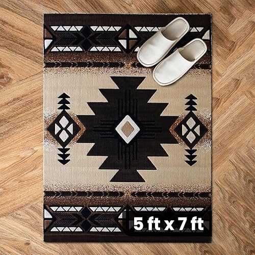 YHSF Alfombra de área nativa americana del suroeste C318 (bereber, 5 pies x 7 pies)