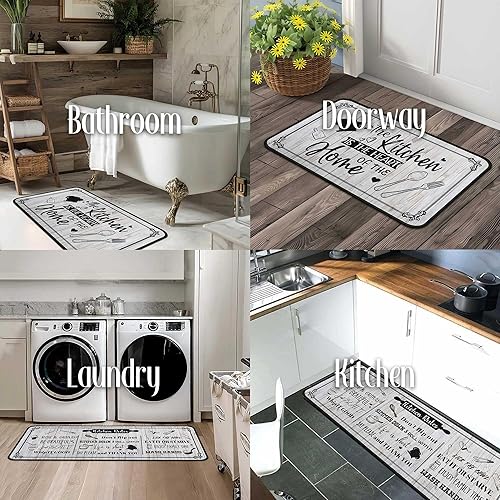 Miniatura 6 de flippana Juego de 2 alfombras de cocina lavables, antideslizantes, decoración de casa de campo, juego de 2 alfombras de cocina largas con camino