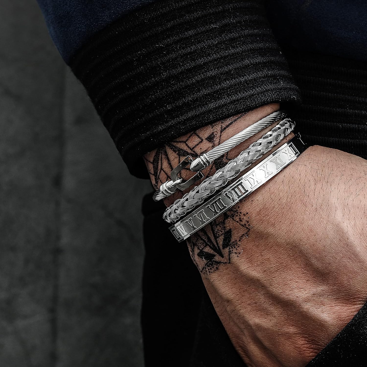 WFYOU Stainless Steel Gold Bracelets for Men Cuff Bracelet Mens Jewelry Set image 2