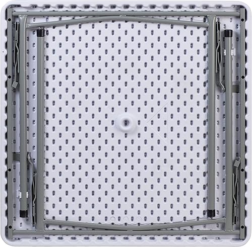 Miniatura 6 de Flash Furniture Kathryn Mesa plegable cuadrada de plástico blanco granito de 2.81 pies con patas de bloqueo recubiertas de polvo