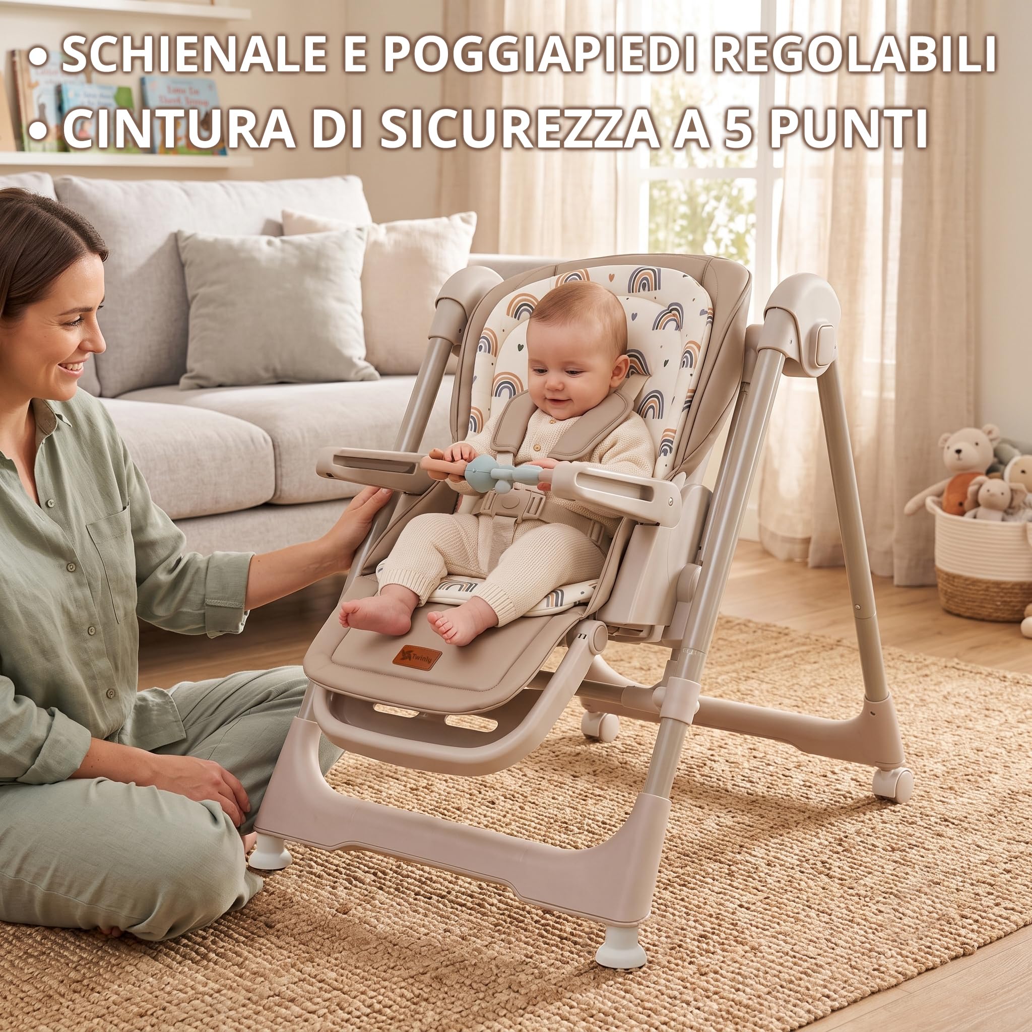 Twinly Movity Seggiolone e altalena multifunzione 2 in 1, Beige