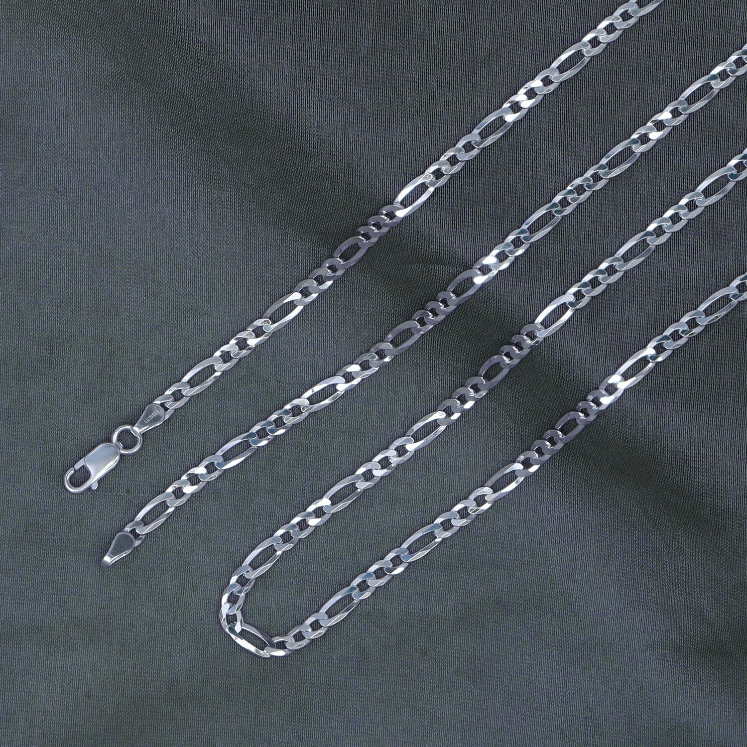 Charmsy 925 Sterling Silver Figaro Chain Necklace | 4mm Italian Diamond-Cut Solid 925 Sterling Figaro Link 16/18/20/22/24 Inch Chain Necklace Men Women | Made in Italy - Image 6