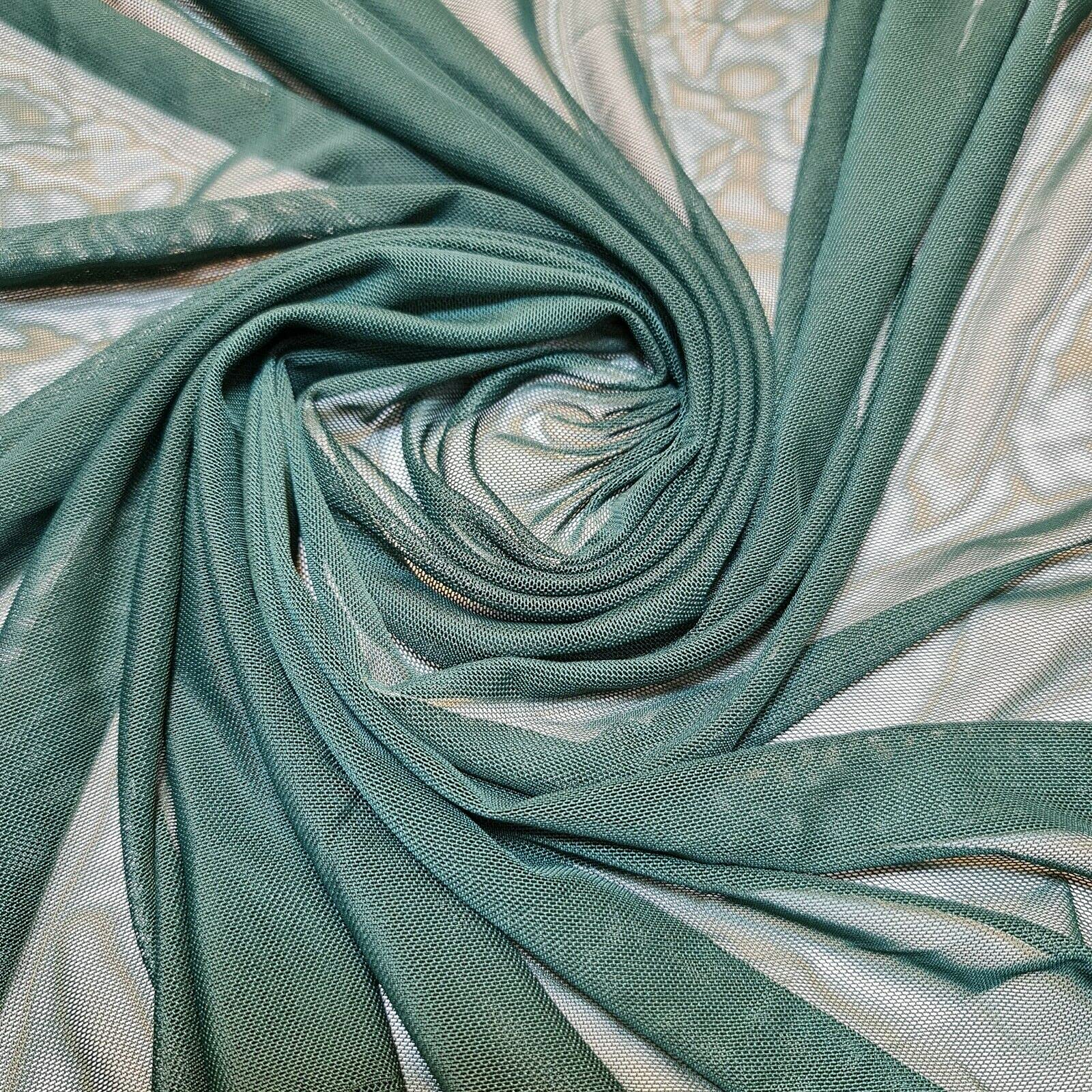 Plain/Printed Power Net Fabric – Premium Sheer 4-Way Stretch Mesh | Lining & Dressmaking Material | 58" (150cm) Wide | Sold Per Meter (Pre-Cut Lengths) (Bottle Green) — image 1