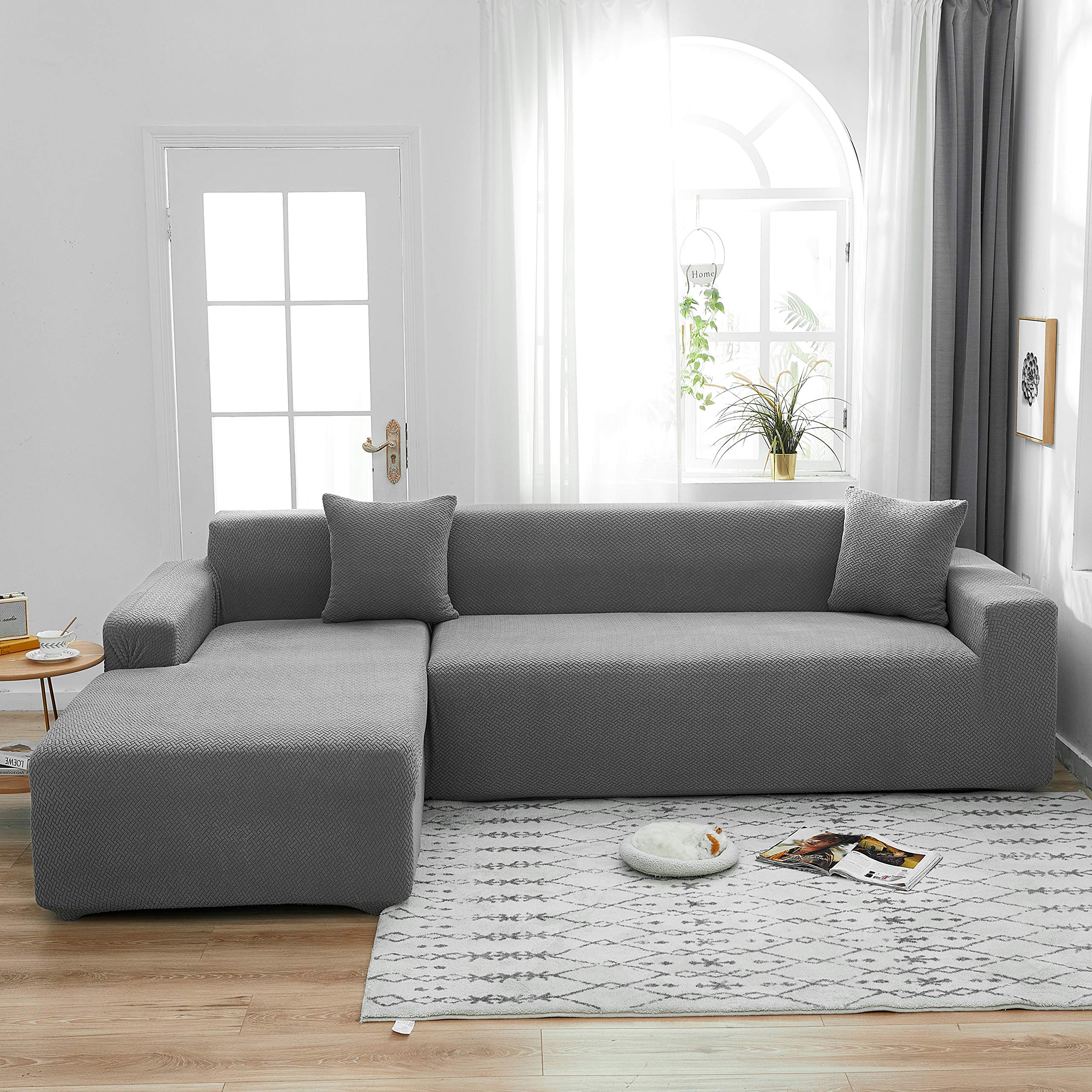 Housse de canapé en L super élastique pour protéger votre canapé des animaux