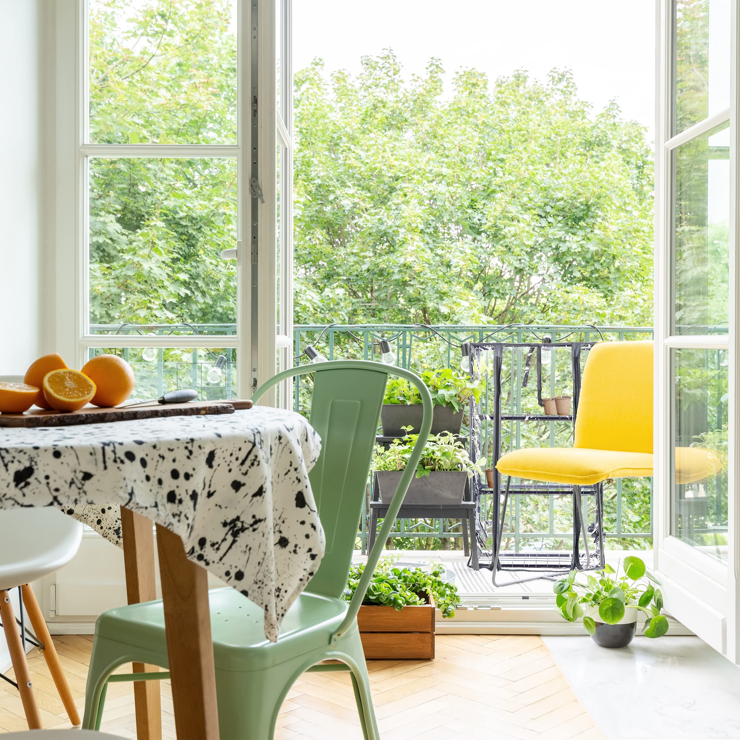 Relaxdays Serra per Il Balcone, in Ferro e Telo in PVC, Giardinaggio, a 3 Piani, 80 x 48 x 24,5 cm, Nero Trasparente