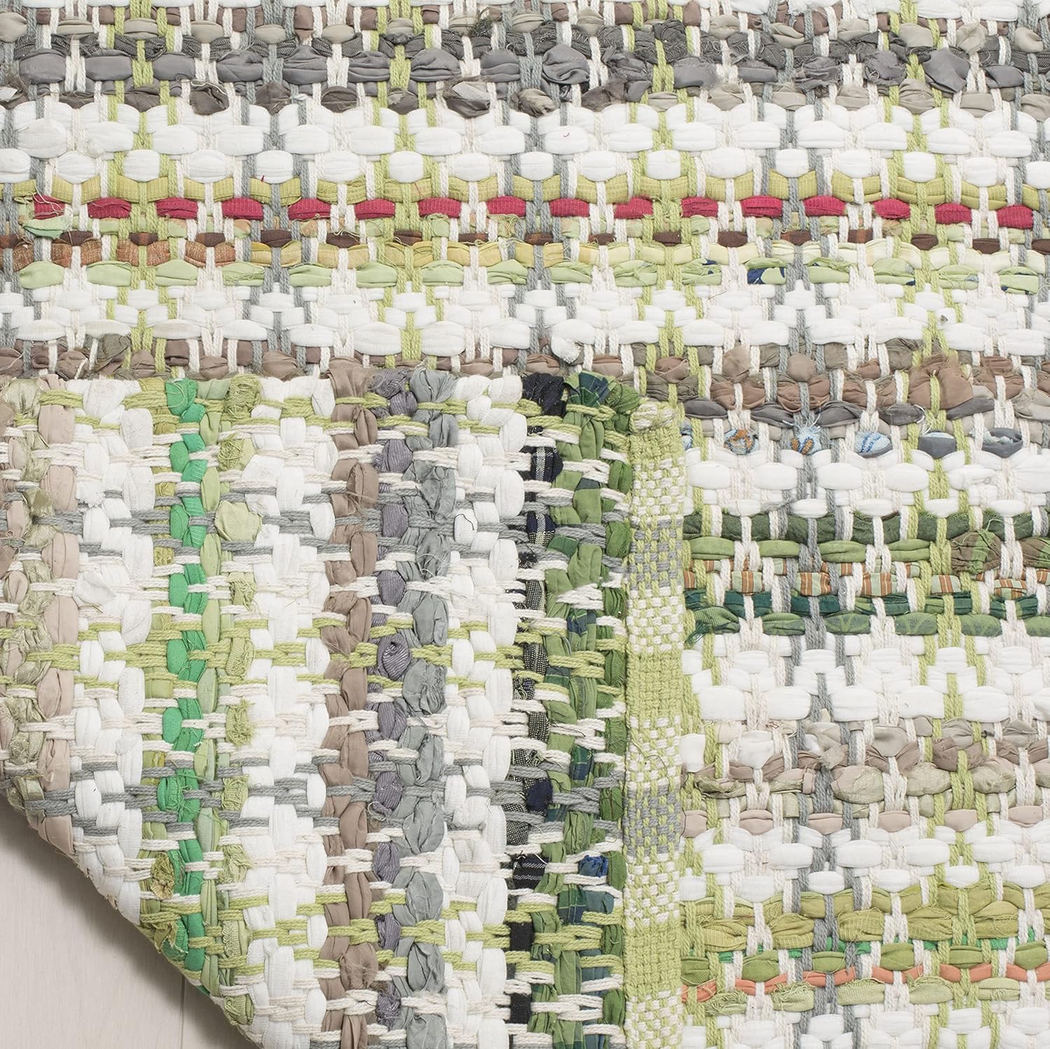 SAFAVIEH Montauk Collection Runner Rug - 2'3" x 8', Green & Multi, Handmade Cotton, Ideal for High Traffic Areas in Living Room, Bedroom (MTK950G)
