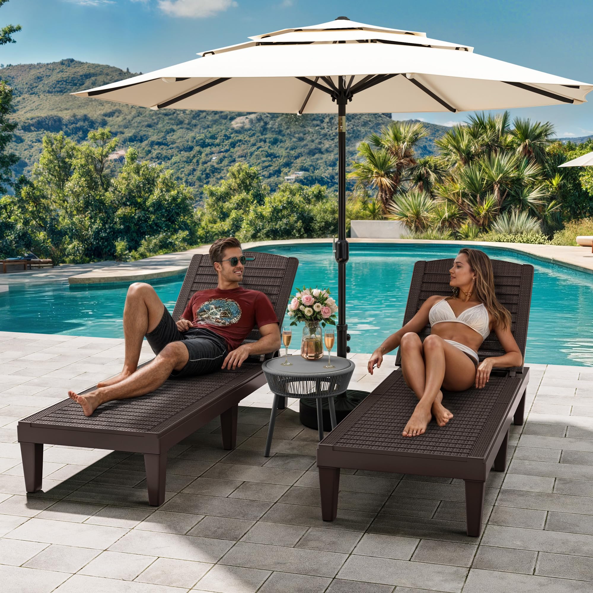 PURPLE LEAF Patio Chaise Lounge Set Of Outdoor Beach Pool