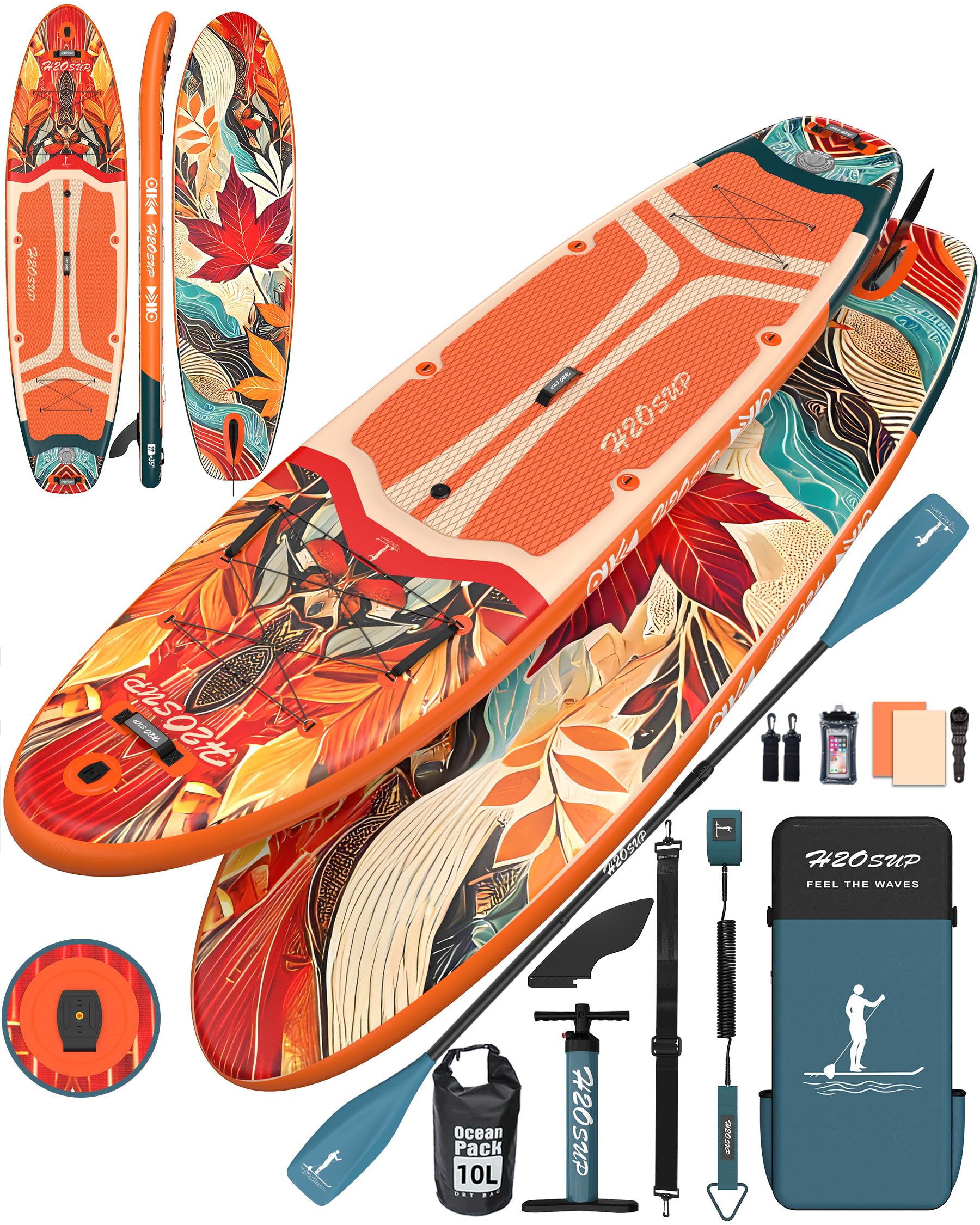 H2OSUP Tavola Sup Gonfiabile - 335 * 88cm Stand Up Paddle con Accessori Premium, Superstabilità Sup Gonfiabile, Paddle Boards Adulti con Capacità di 200KG per 3 Persone