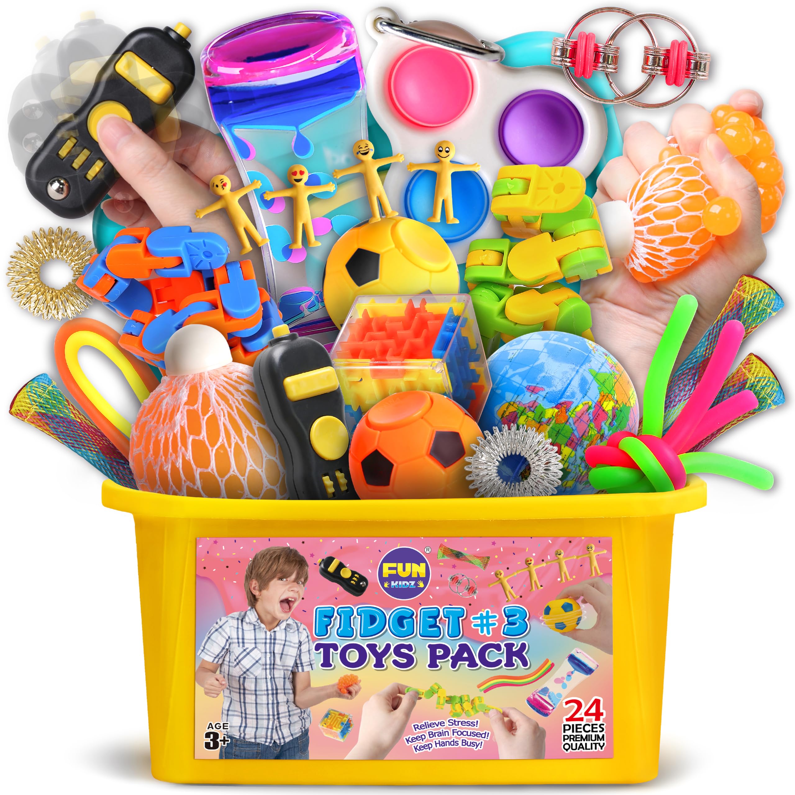 Gift Fidget Box Toys Pack for Kids 3-12, FunKidz Sensory Toys for Boys Girls Age 7-12 Autistic Children in Mystery Storage Portable Box