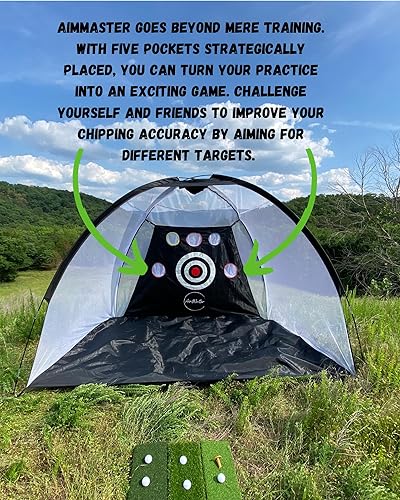 Miniatura 4 de Red de práctica de golf de 10 x 7, redes de golf para conducción en el patio trasero, red de astillado, equipo de entrenamiento de golf, 5 bolas