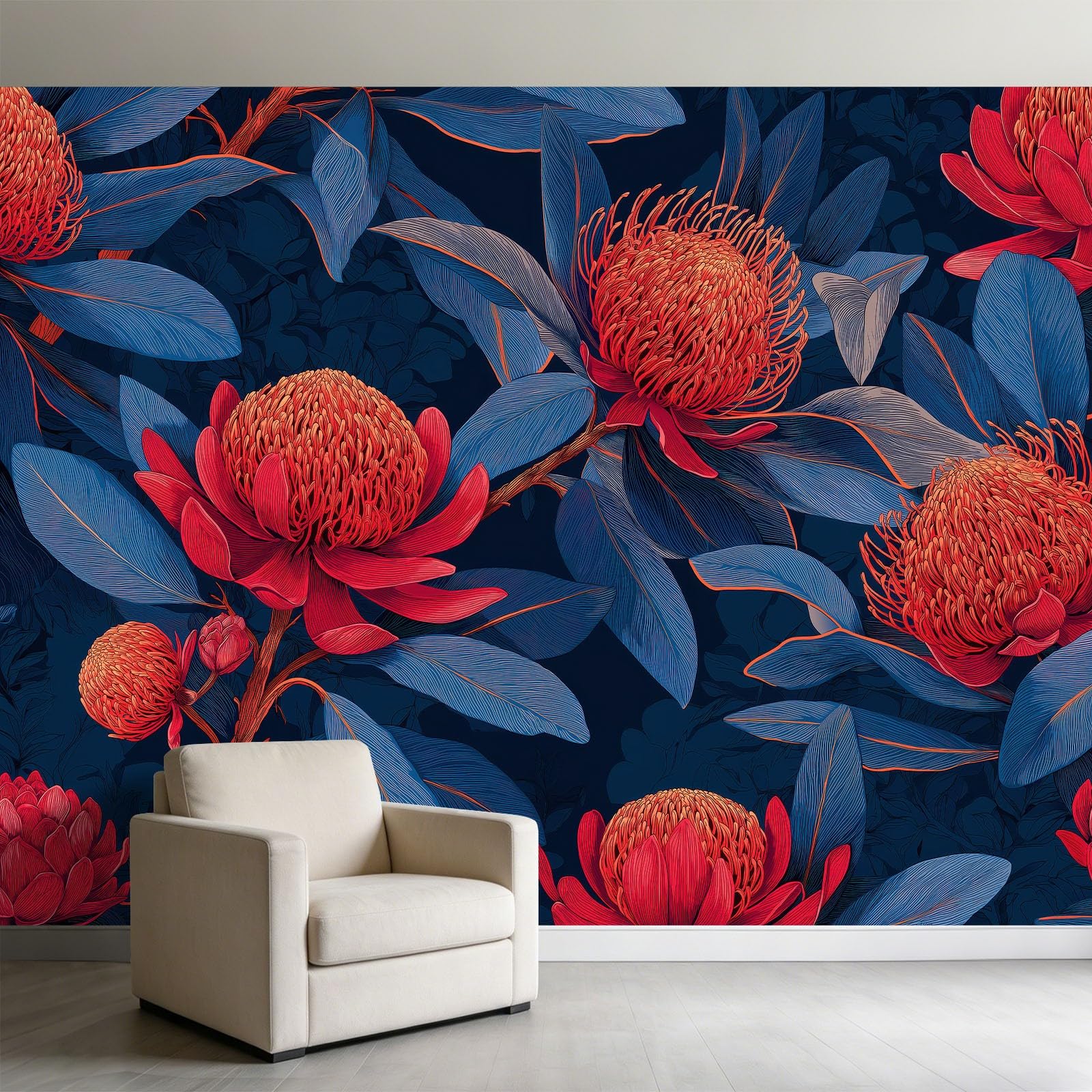 Carta da parati murale 3D panoramica 500 x 280 cm, dipinto a mano con fiori selvatici nella natura, sfondo da parete, decorazione per interni, decorazione per camera da letto e soggiorno
