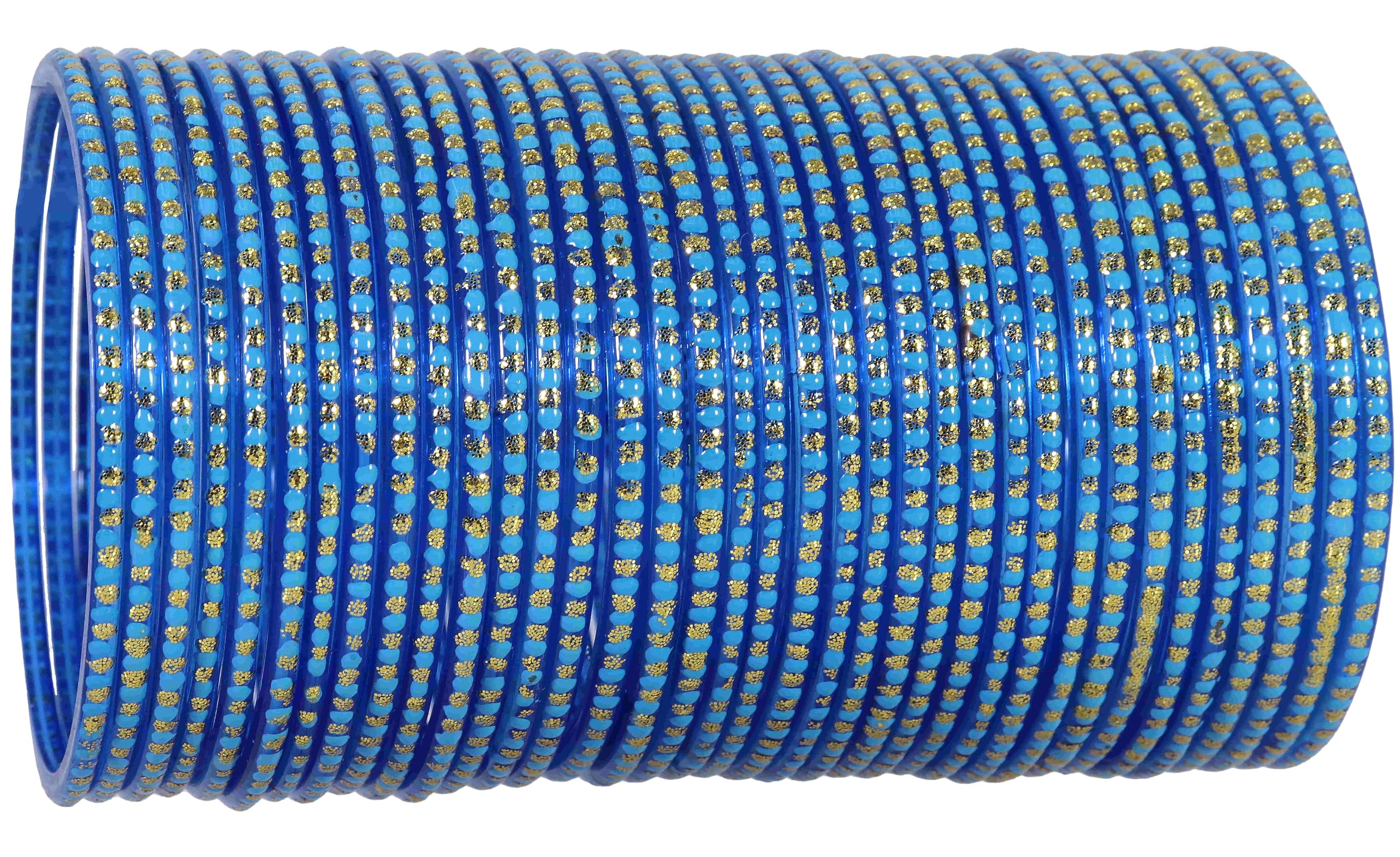 Lavazza Glass Golden Polka Dots Bangles Set For Women & Girls with Glitter | Plain Glass Bangles | Glass Bangles For Women Sky Blue | Chudi Set Sky Blue | Daily use Kaanch Bangles-(KS6-Sky Blue-2.6) (B0CYY1BY8C) Amazon Price History, Amazon Price Tracker