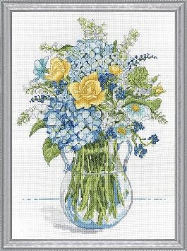 Blue & Yellow Floral Counted Cross Stitch Kit