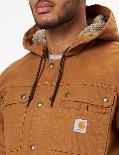 Carhartt Veste de Travail en Toile Lourde Délavée avec Doublure Sherpa Coupe Décontractée Homme, Marron (Carhartt Brown), L - 2