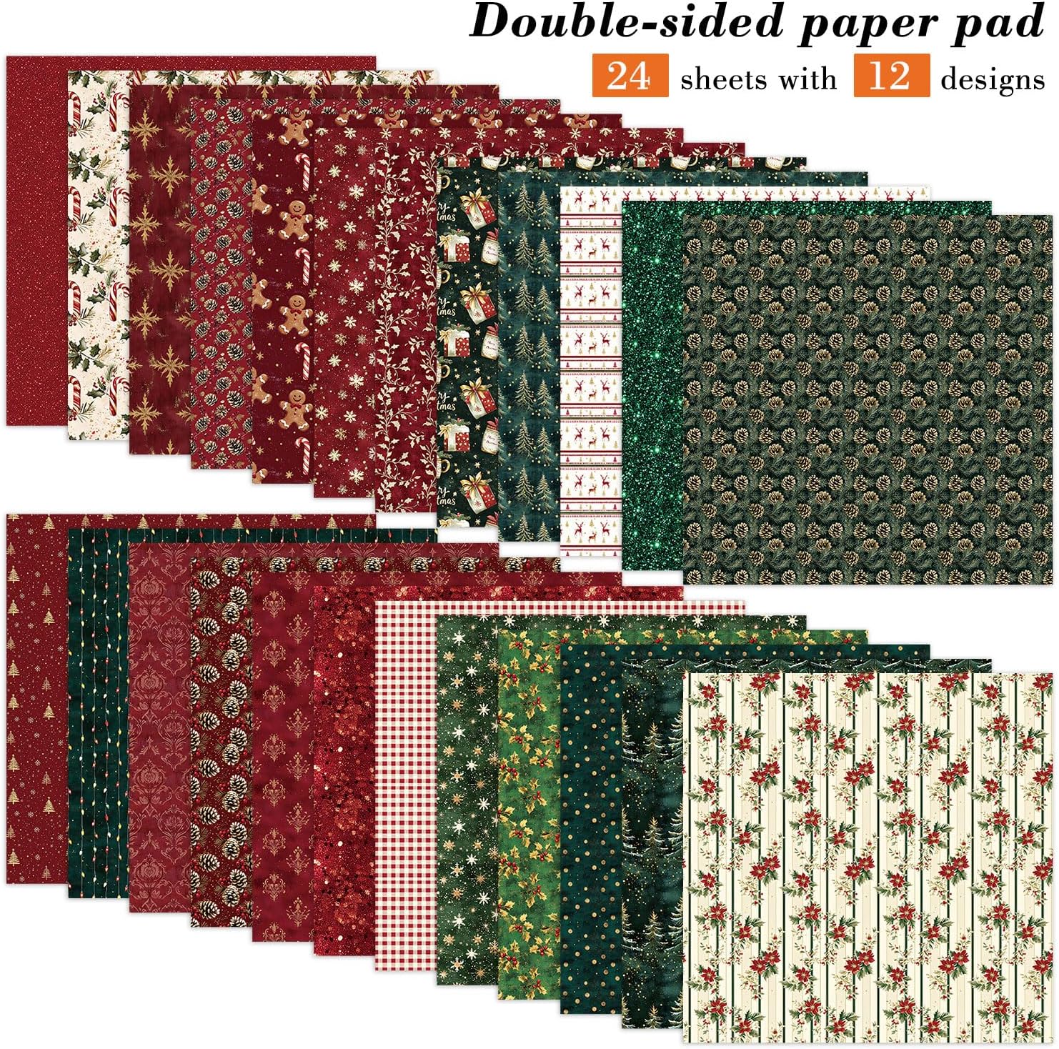 12In Christmas Scrapbooking Paper Pad Decorative Collage Journals Supplies