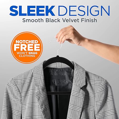 Miniatura 3 de SereneLife SereneLifeHome - Juego de 100 piezas de ropa antideslizante de terciopelo con gancho giratorio de 360 negro paquete de 100 unidades marrón