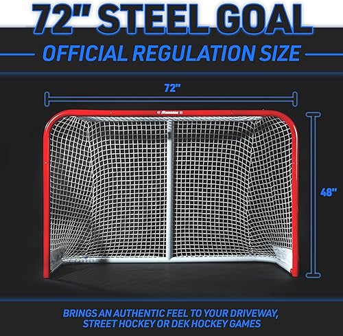 Miniatura 3 de Franklin Sports Portería de hockey callejero  Red de hockey de acero con regulación oficial  Juego de porterías de hockey callejero  72 x 48 pulgadas