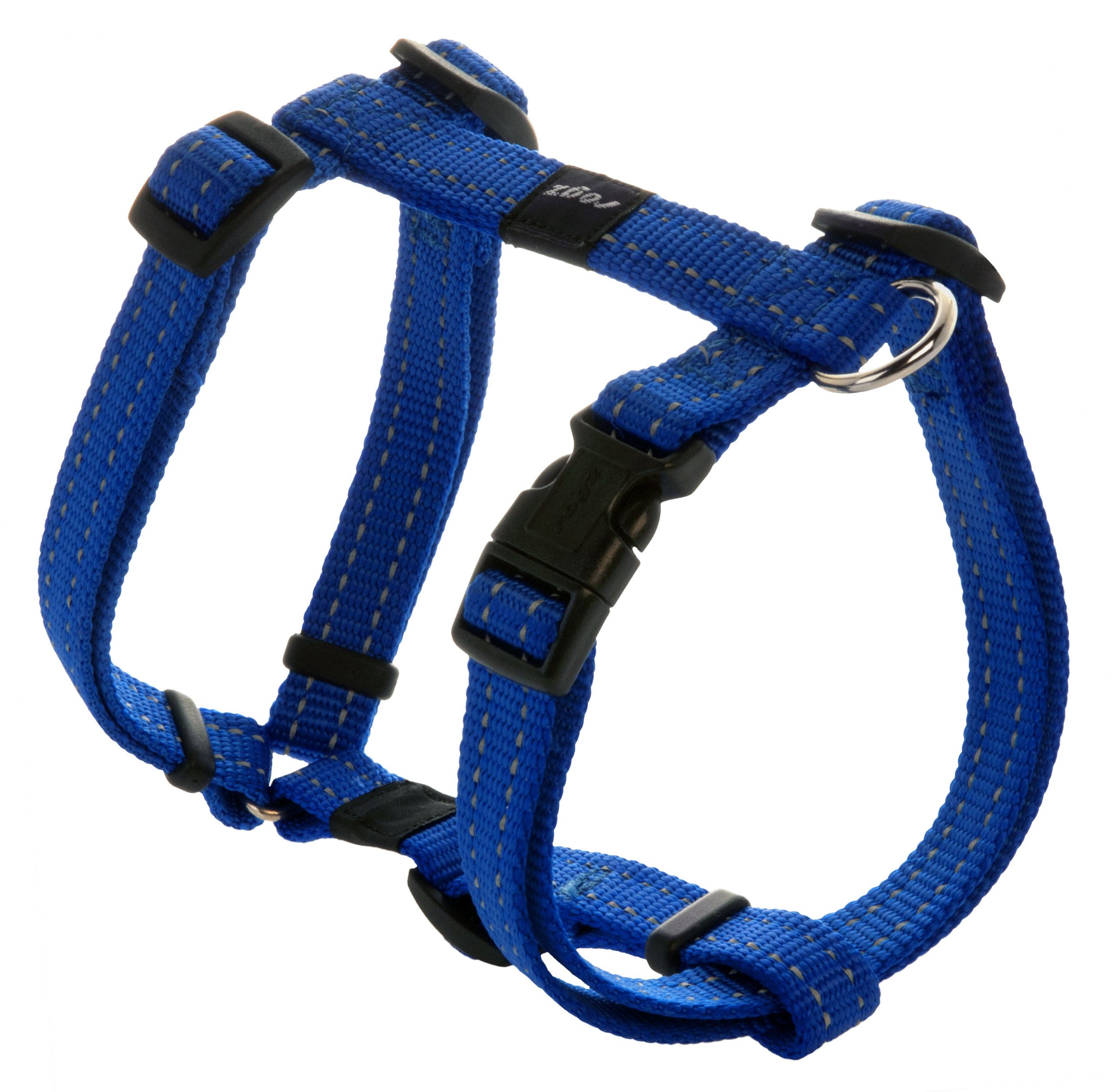 Rogz Reflective Adjustable Dog H Harness for Small to Medium Dogs; matching collar and leash available, Blue