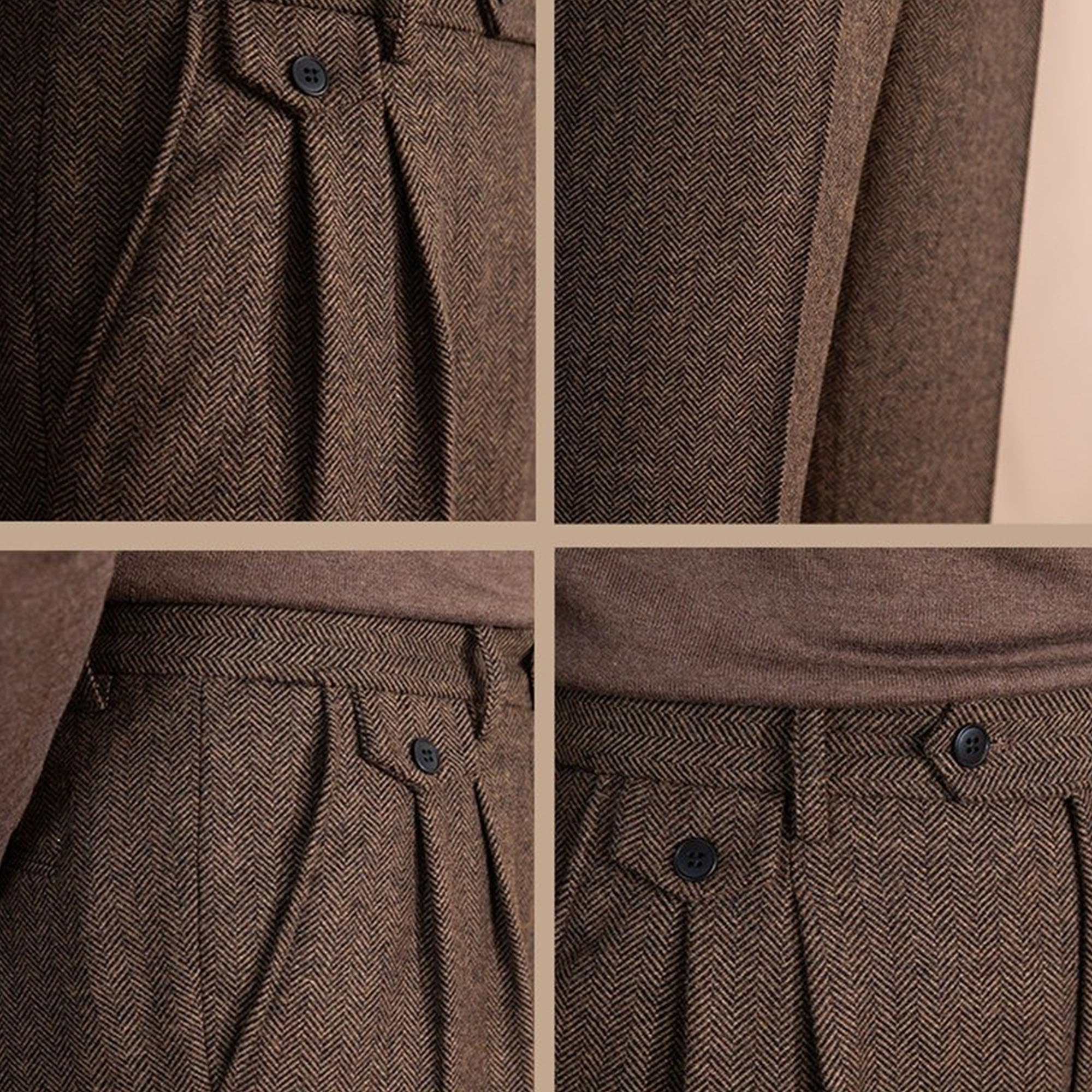 Męskie spodnie tweedowe vintage o regularnym kroju