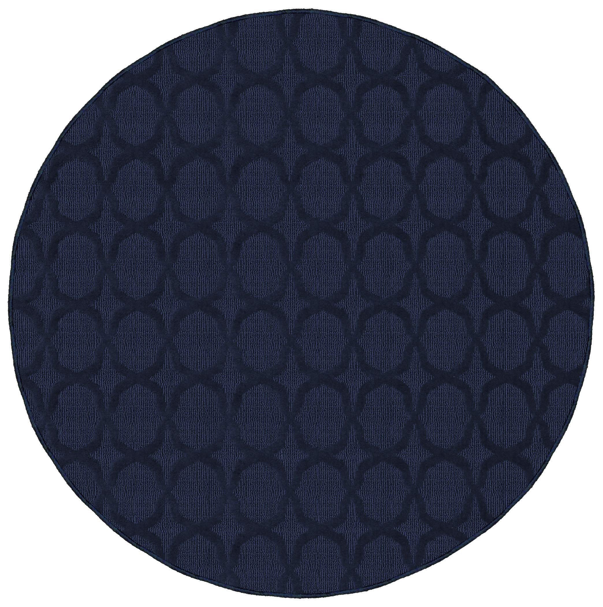 Garland Rug Sparta Non Slip Polypropylene 5 Ft. Round Navy Blue Area Rug- Ideal for Living Rooms & Hallways, Stylish & Durable for High-Traffic Areas