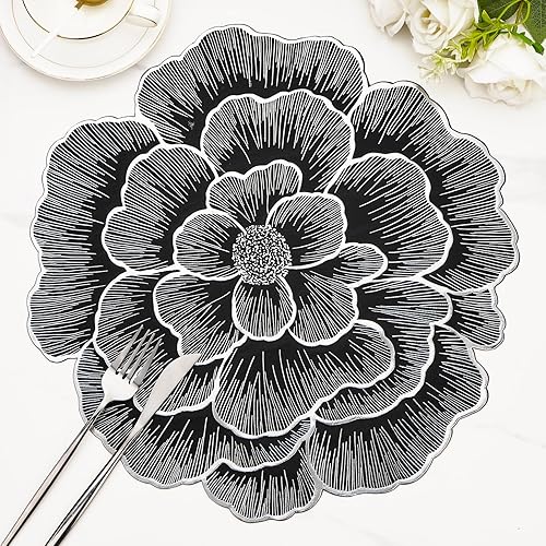 Miniatura 15 de Evevda - Juego de 6 manteles individuales dorados, de vinilo con recortes, para mesa de cena, antideslizantes, lavables, para mesas de comedor,