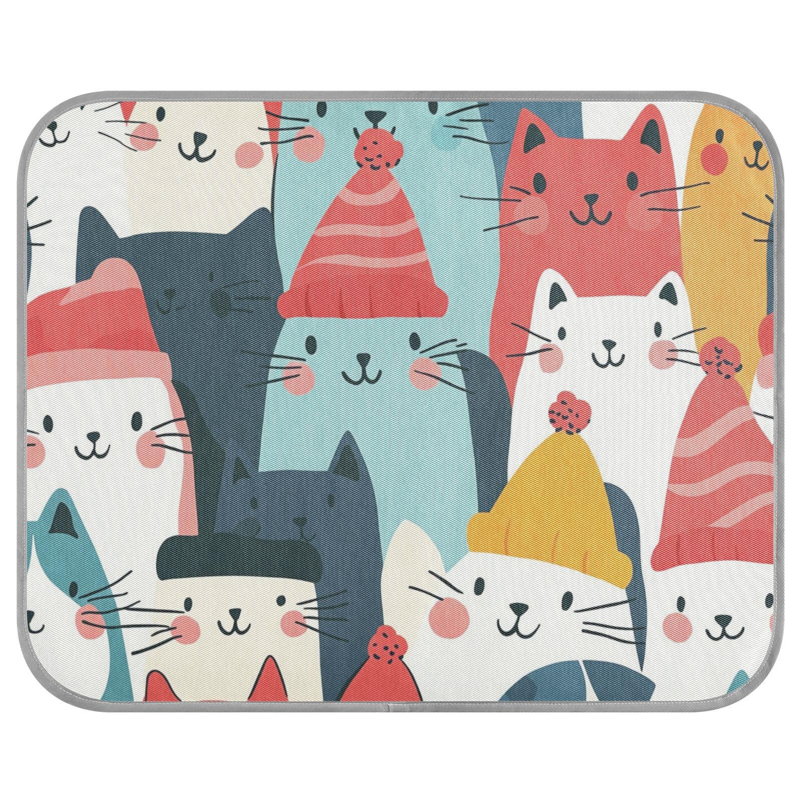 siphylline Cartoon Cute Cats Colorful Summer Cooling Pads or mats Self Cooling cat beds for Indoor Cats for Dogs Outside Washable tapete Frio para Perros S