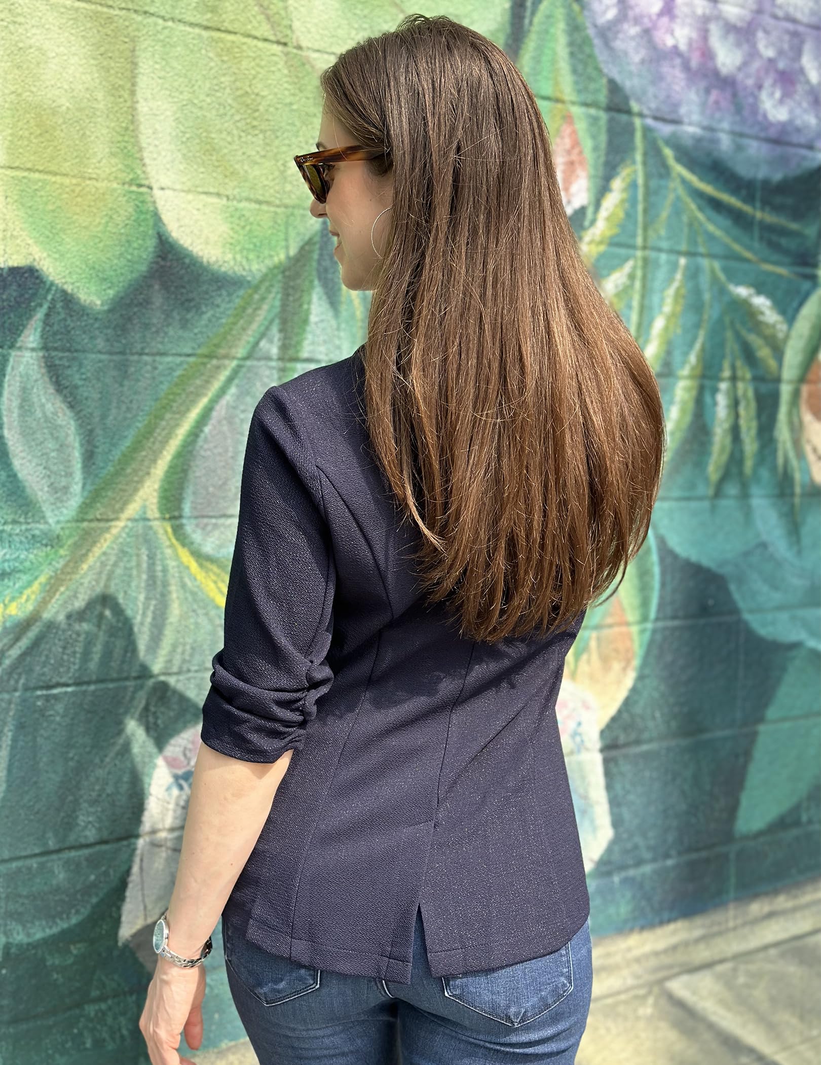 Zeagoo Elegancka marynarka damska z rękawami 3/4, biznesowa, slim fit, marynarka do noszenia na co dzień, do pracy, rozmiar S-3XL