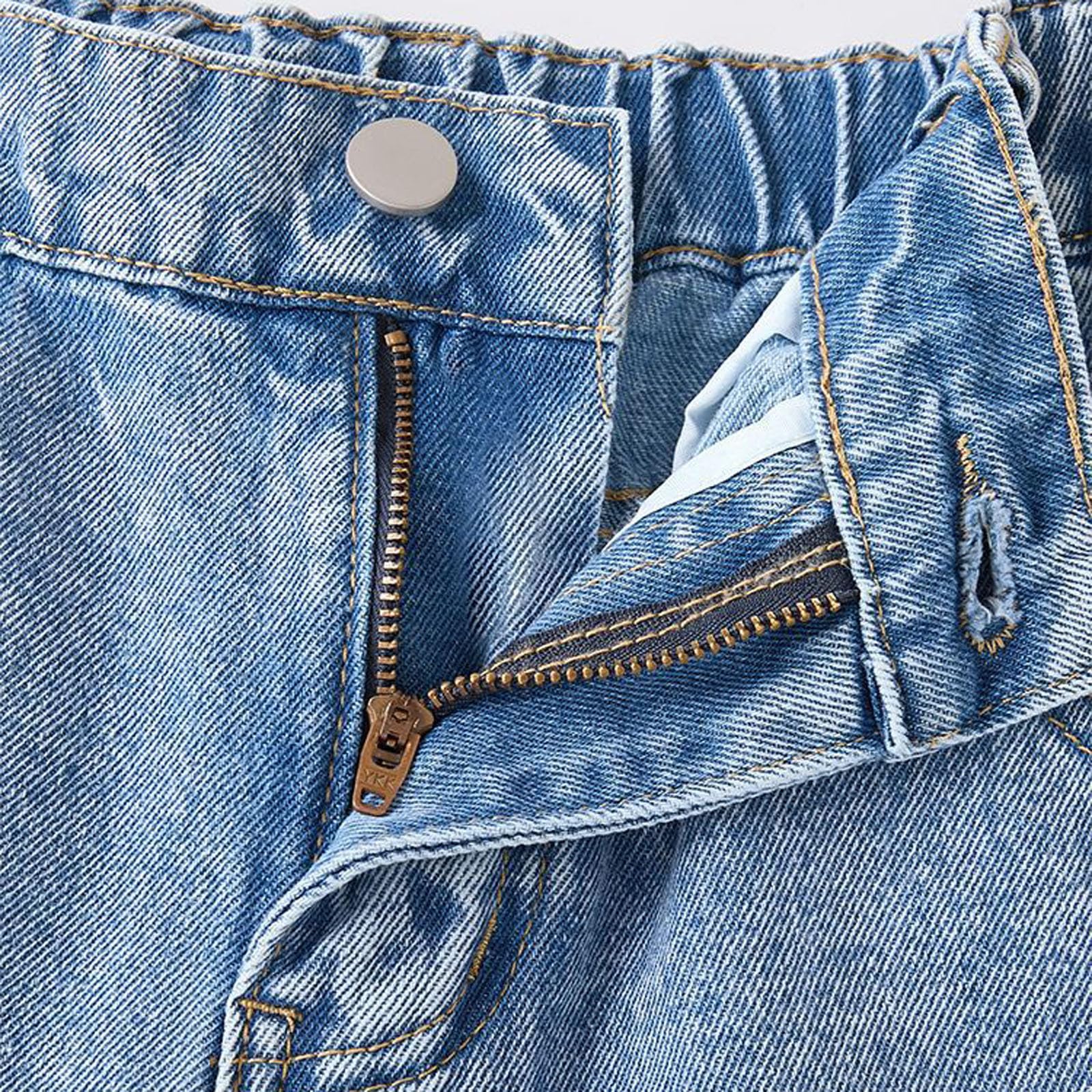 Vaqueros Baggy para Niñas,Cintura Alta Elástica Pierna Ancha Pantalones de Denim con Bordado de Floral Casual Hip Hop Jeans Holgados Recto Pantalon Vaquero con Bolsillos para Niños 6-13 Años
