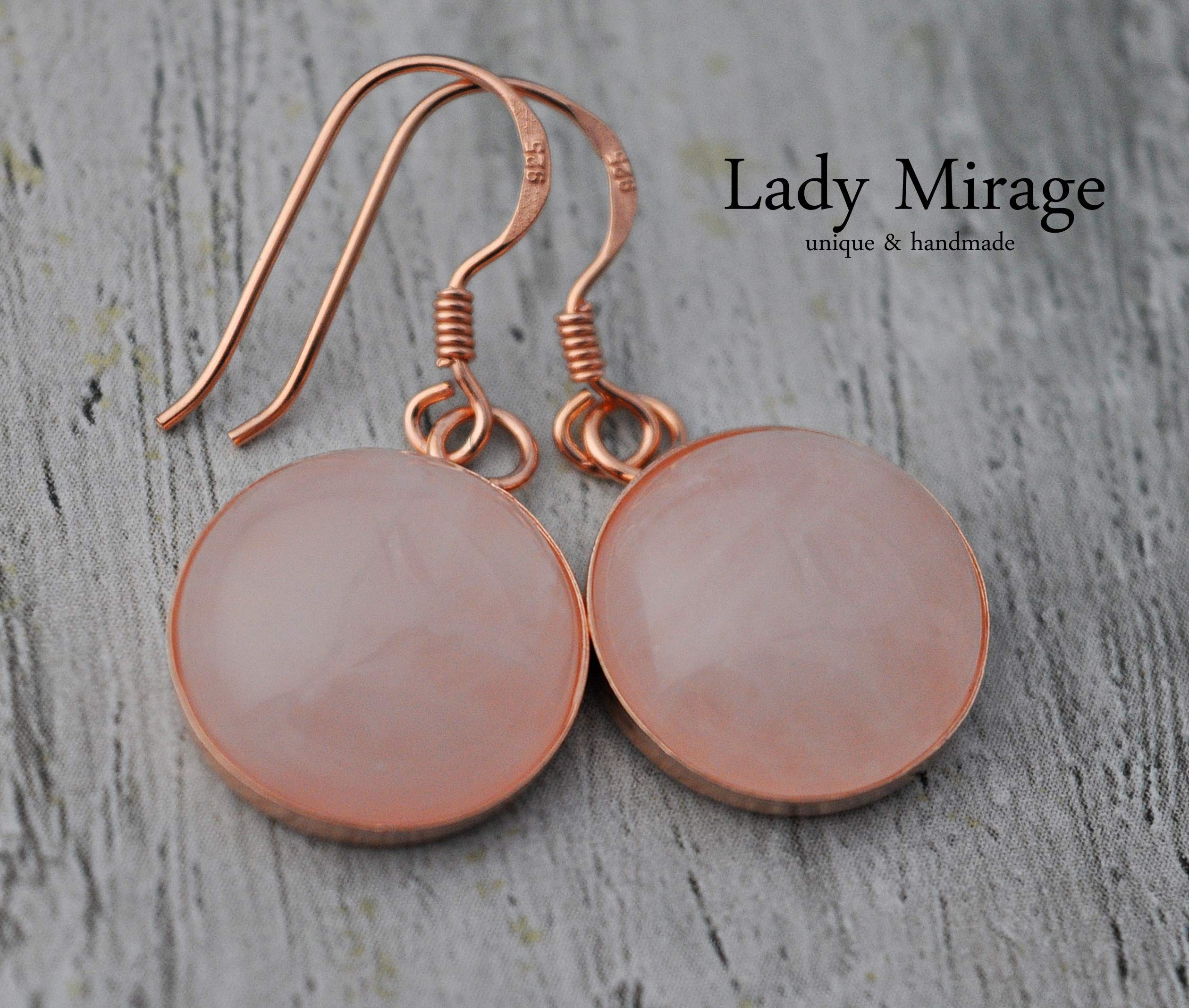 Bestseller - 925 Silber Zarter Rosenquarz in Roségold-Fassung mit passender Silber-Kette - Jahrestag - Geschenk für Sie - Romantisch - Schmuck-Geschenk - Handmade Geschenk - Muttertagsgeschenk