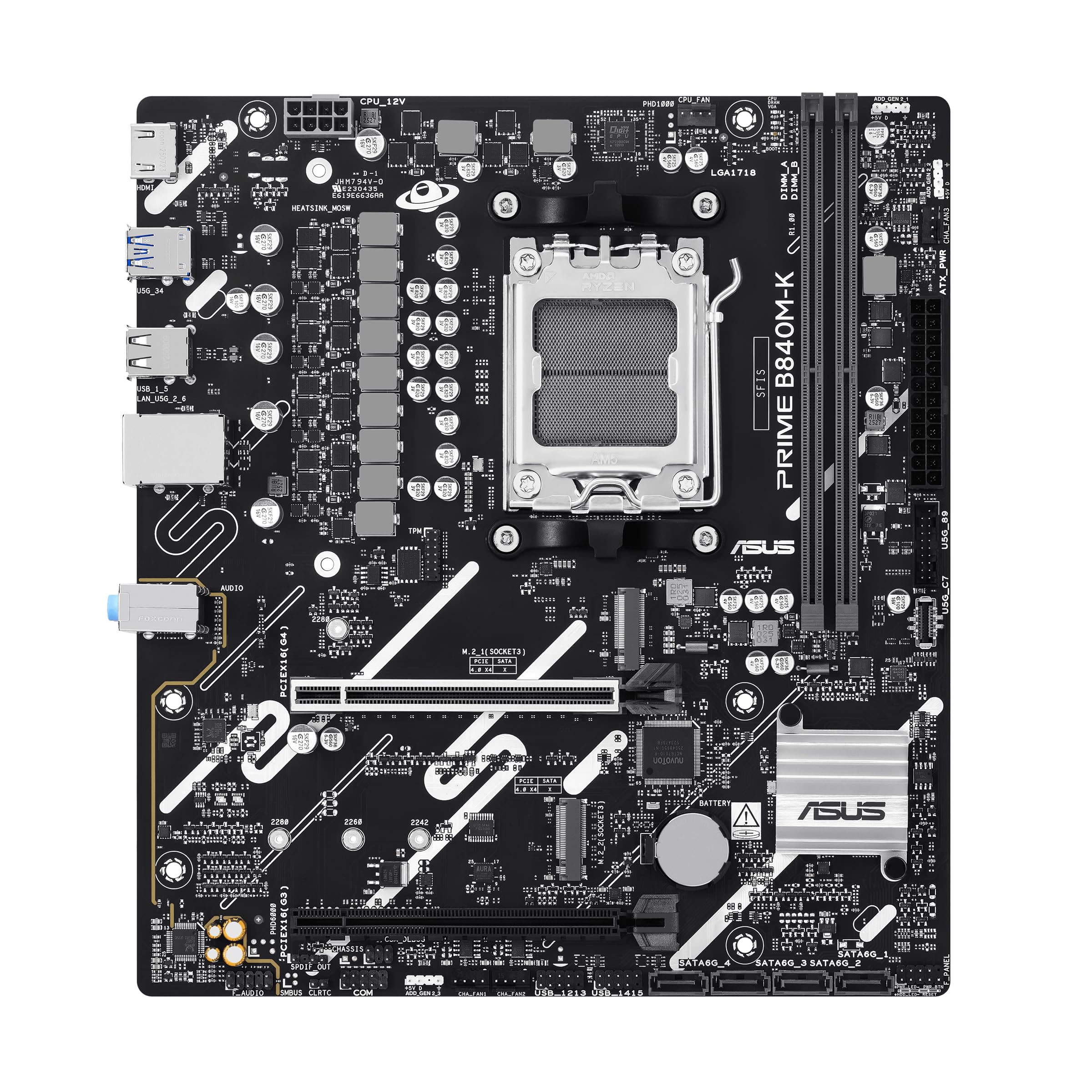 ASUS PRIME B840M-K AMD B840 AM5 DDR5 8000 HDMI ÇİFT M2 USB3.2 AURA RGB 2.5GBİT LAN MATX 8+2+1 GÜÇ AŞAMALARI ASUS 5X PROTECTION I
