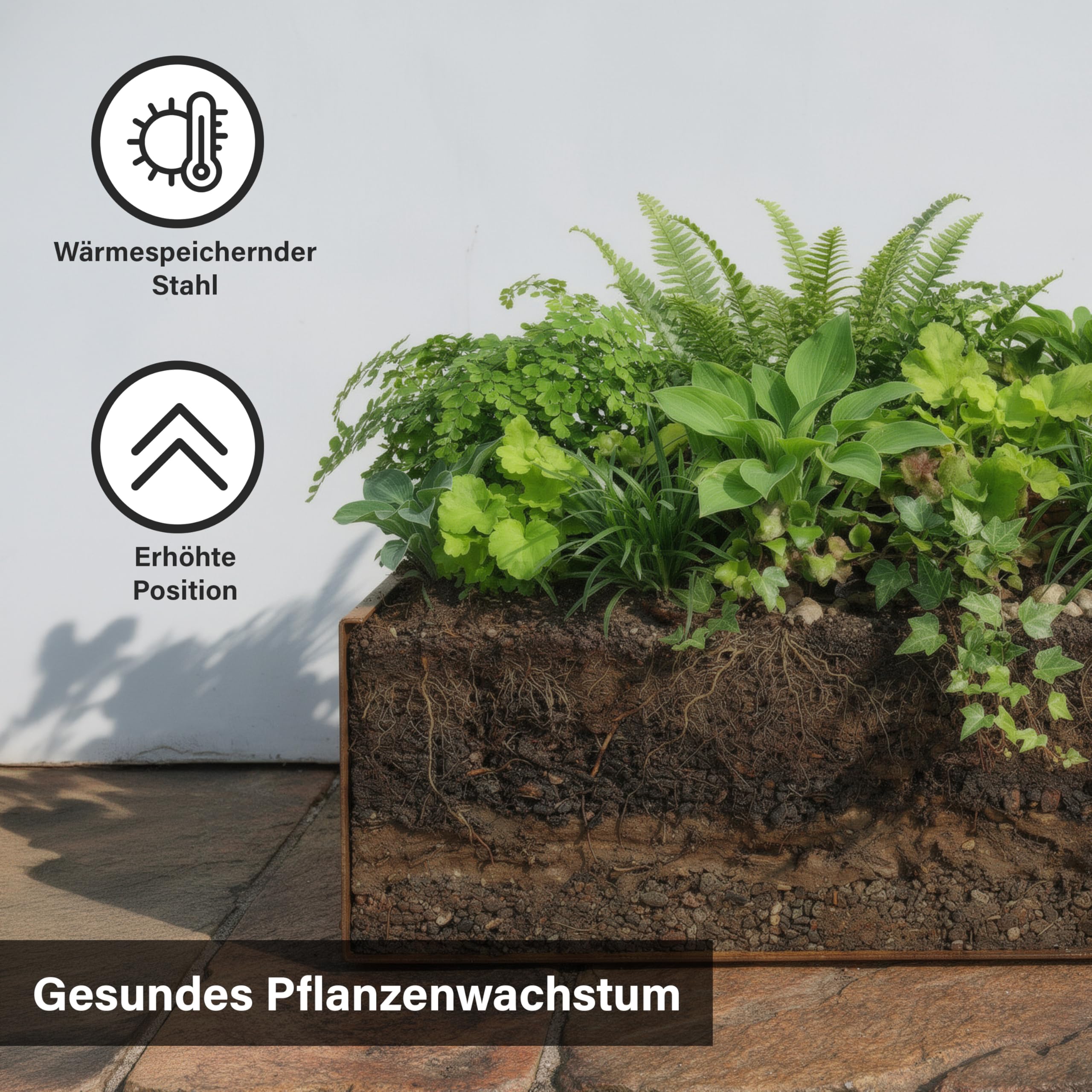 novaterra® Premium Cortenstahl Hochbeet - B 100 cm x T 40 cm x H 30 cm - extrem langlebig & witterungsbeständig - Moderne Gartenbegrünung für Gemüse, Kräuter & Blumen